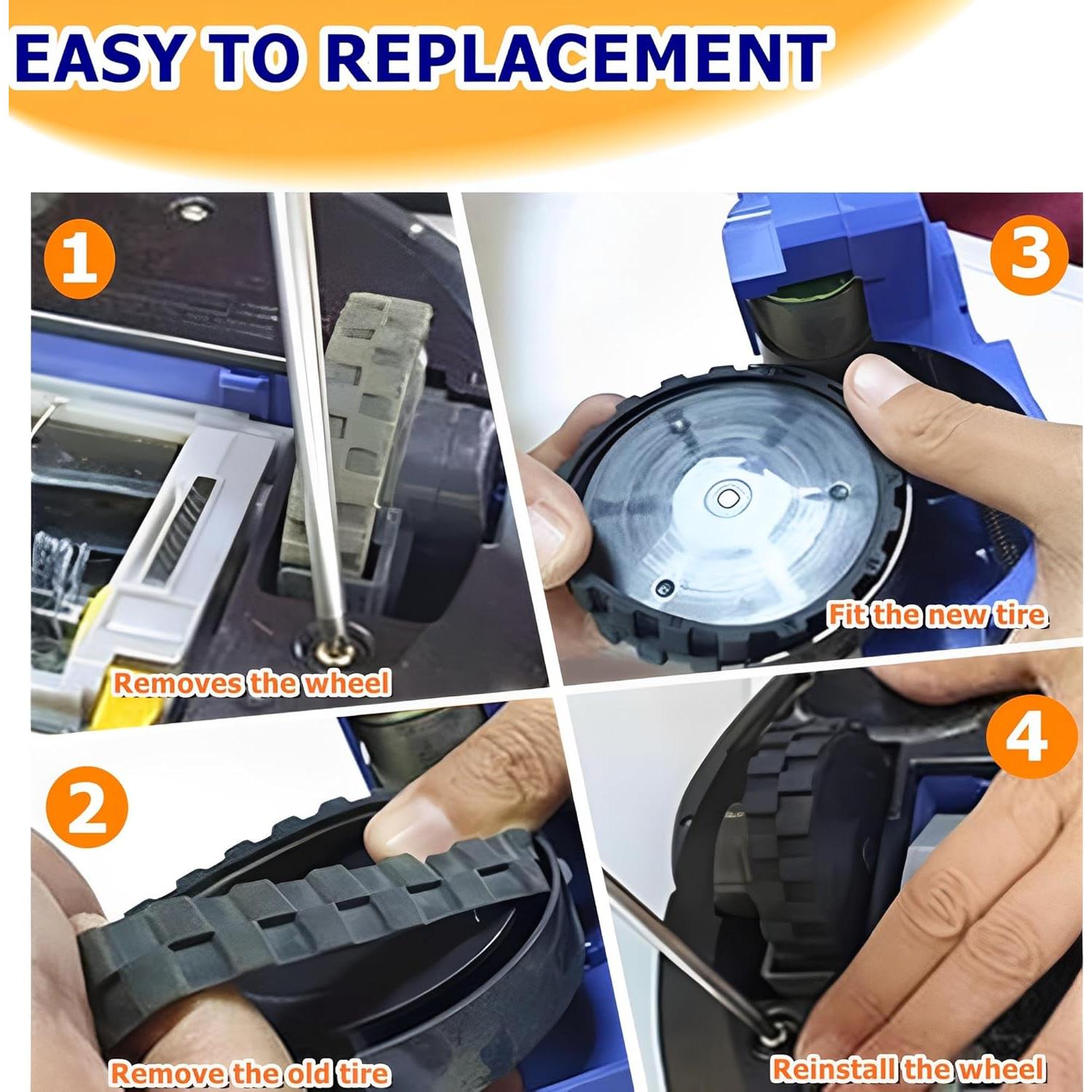 2 Neumáticos de Reemplazo Antideslizantes para Robot Aspiradora YurMemo