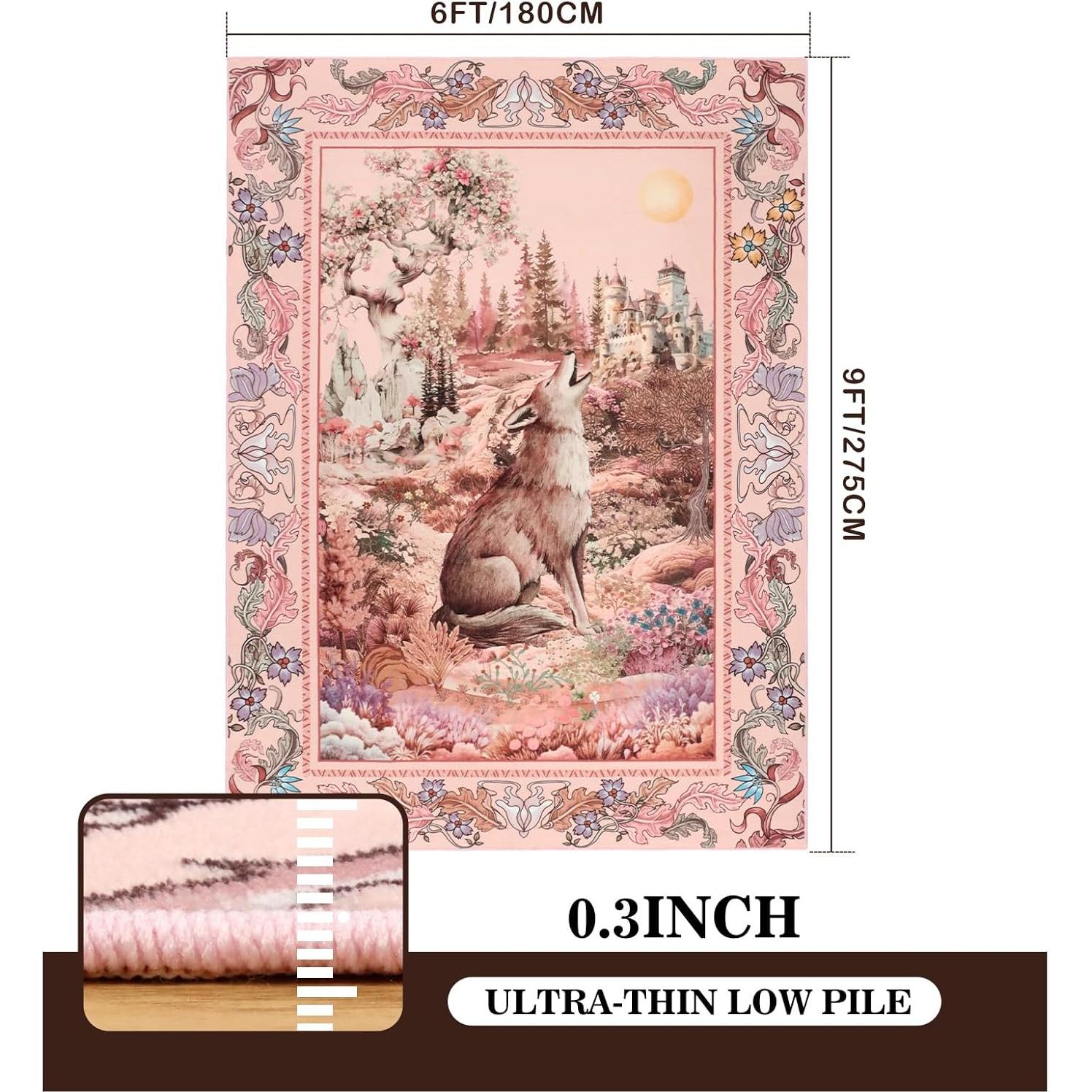 Alfombra de Área TUKDAK 274x182 cm Lobo Rosa Lavable