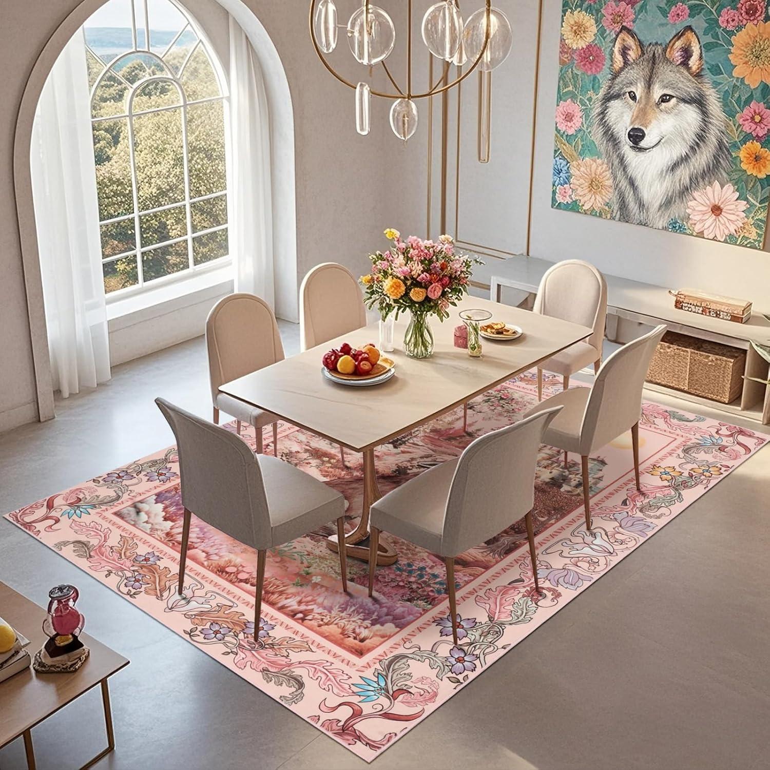 Alfombra de Área TUKDAK 274x182 cm Lobo Rosa Lavable