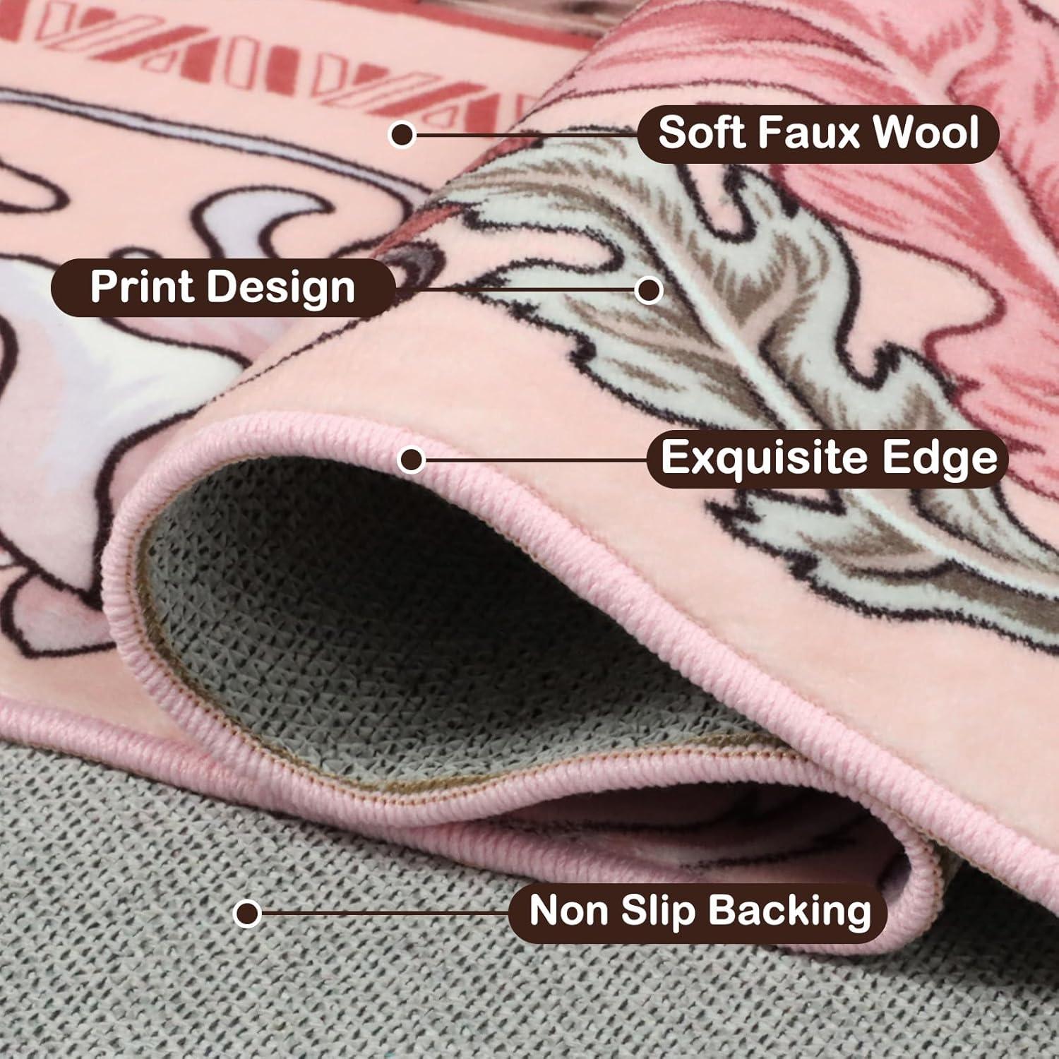 Alfombra de Área TUKDAK 274x182 cm Lobo Rosa Lavable