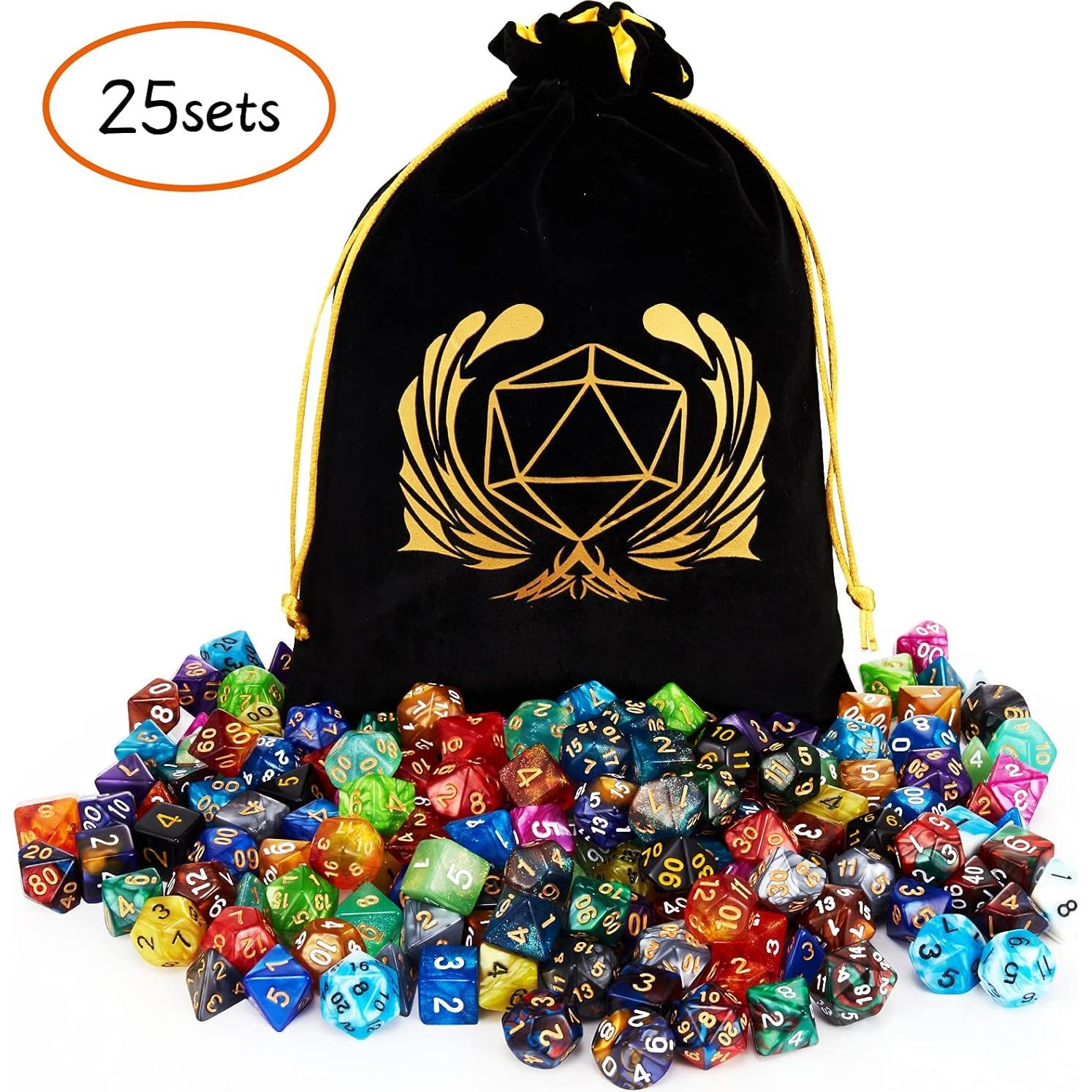 Conjunto de Dados DND VECTOP 175 Piezas con Bolsa de Franela
