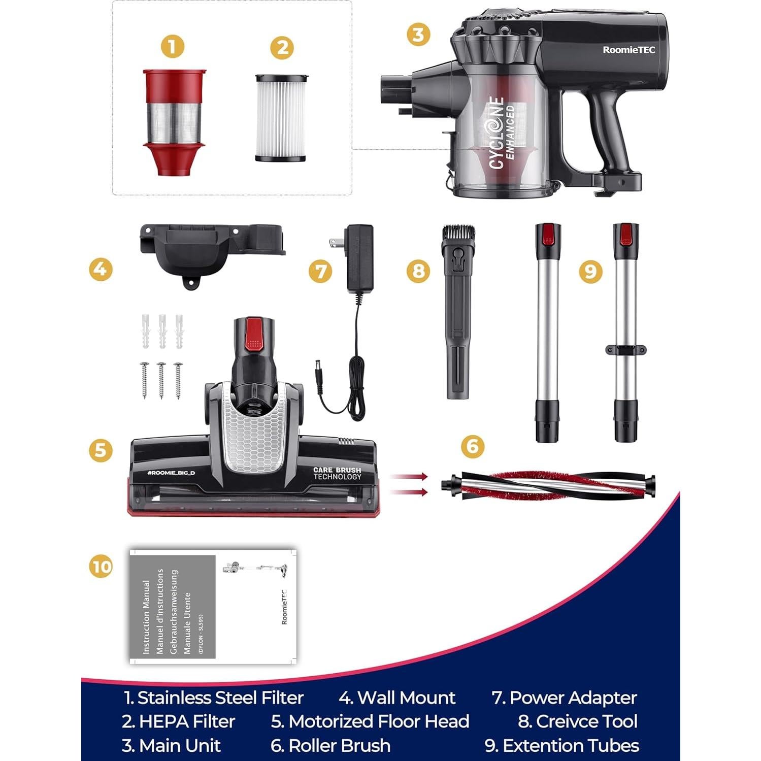 Aspiradora Inalámbrica Roomie Tec DYLON 2 en 1 HEPA 150W