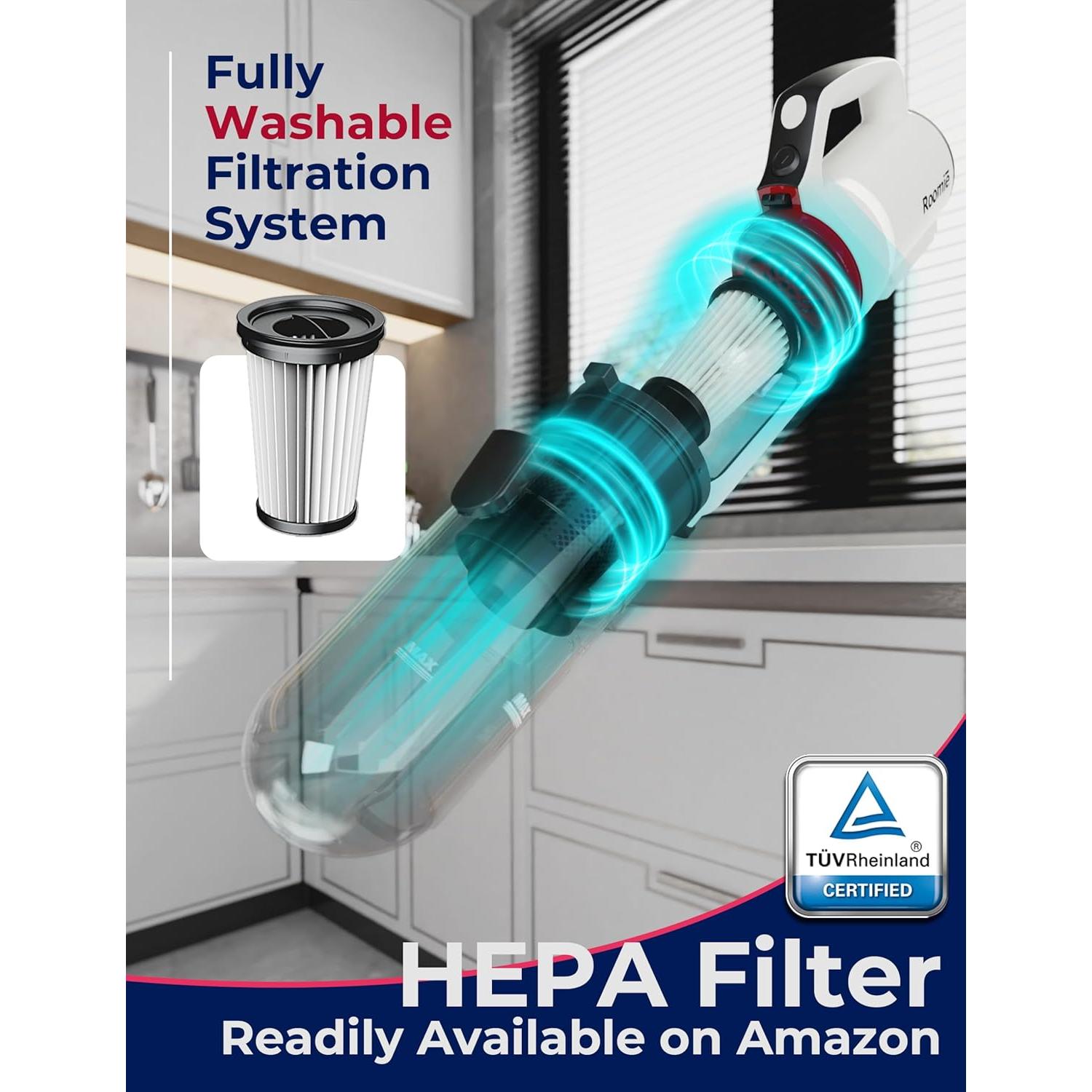 Aspiradora de varilla inalámbrica Roomie Tec L80, 2 en 1, HEPA