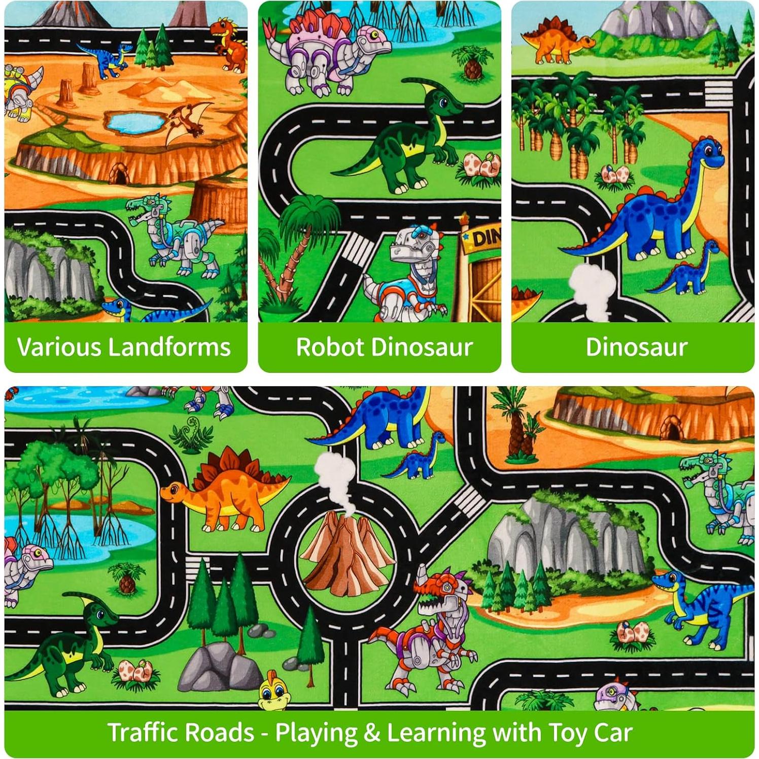 Alfombra de Juego DINSUMRUG Dinosaurios 149.86 x 100.08 cm