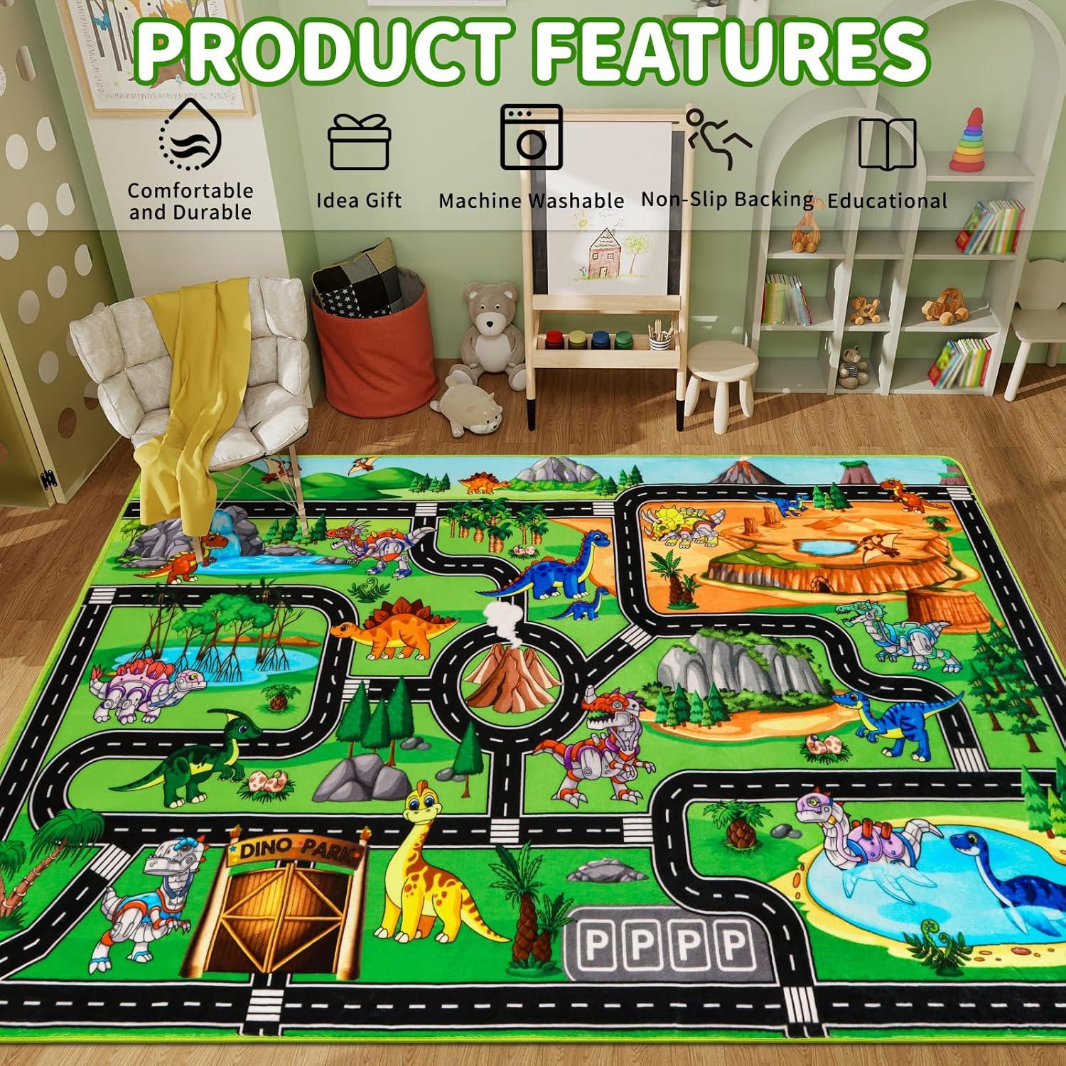 Alfombra de Juego DINSUMRUG Dinosaurios 149.86 x 100.08 cm