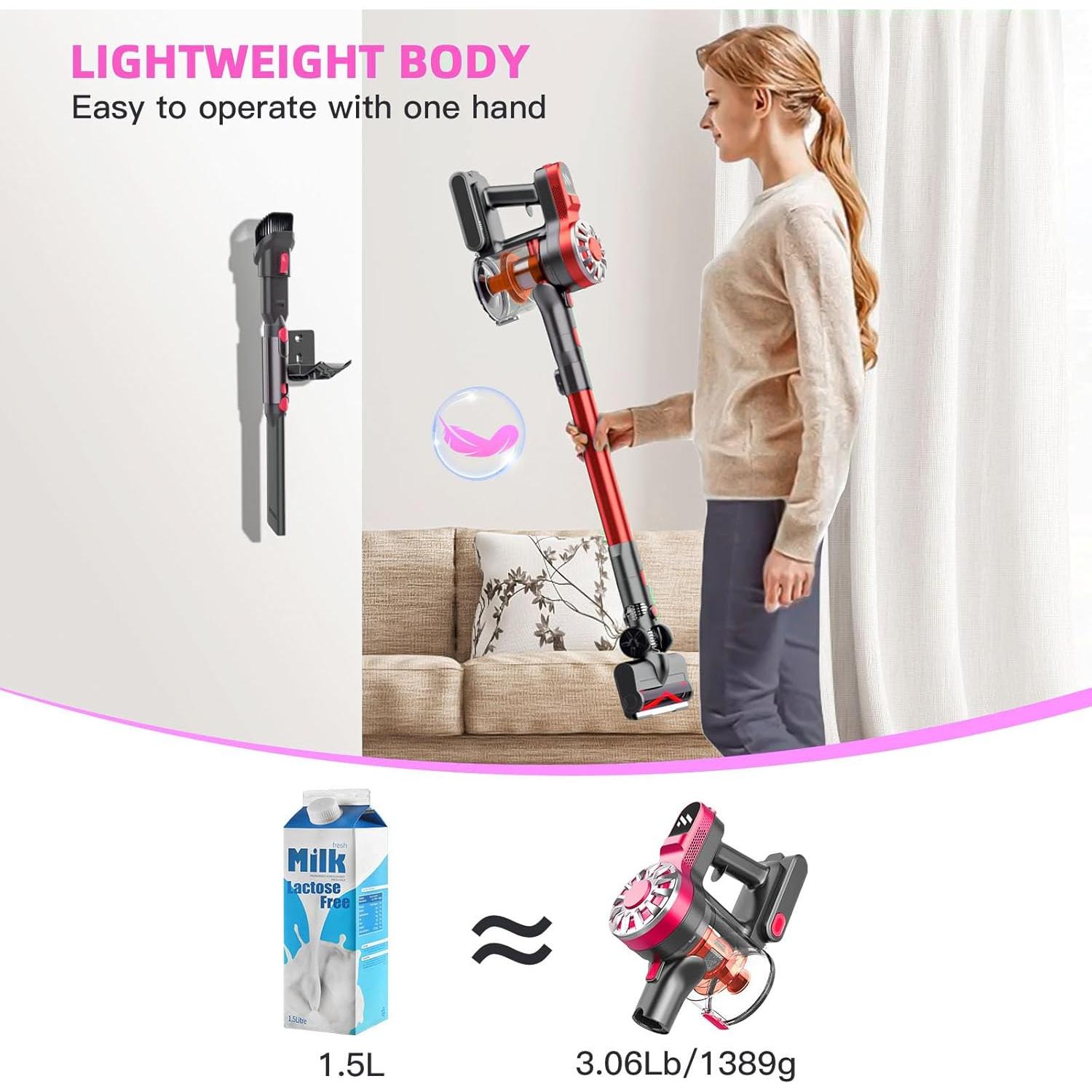 Aspiradora Inalámbrica WLOTPO V07, 35 Minutos, HEPA, Ligera