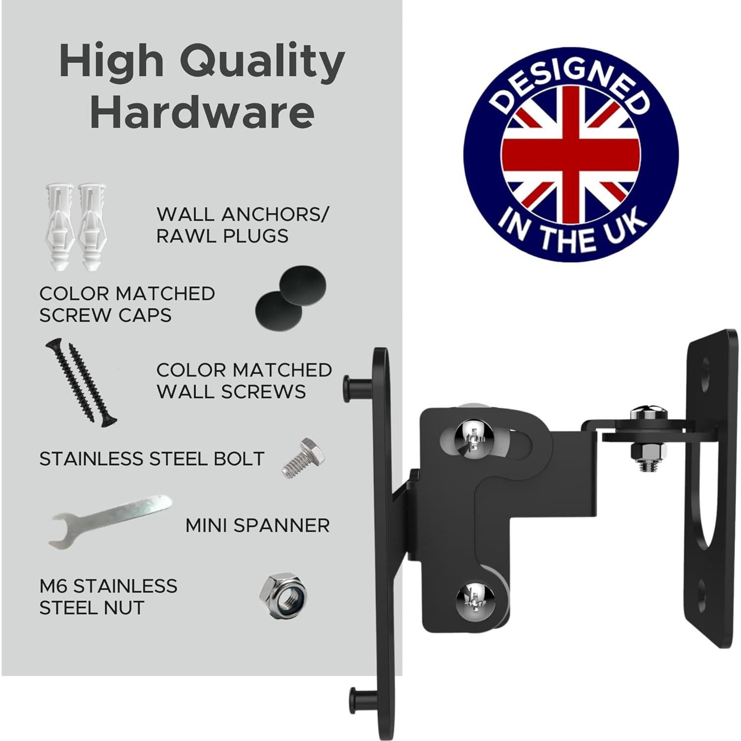 Soporte de Pared Soundbass PLAY:3 Negro, Inclinación y Giro Ajustable