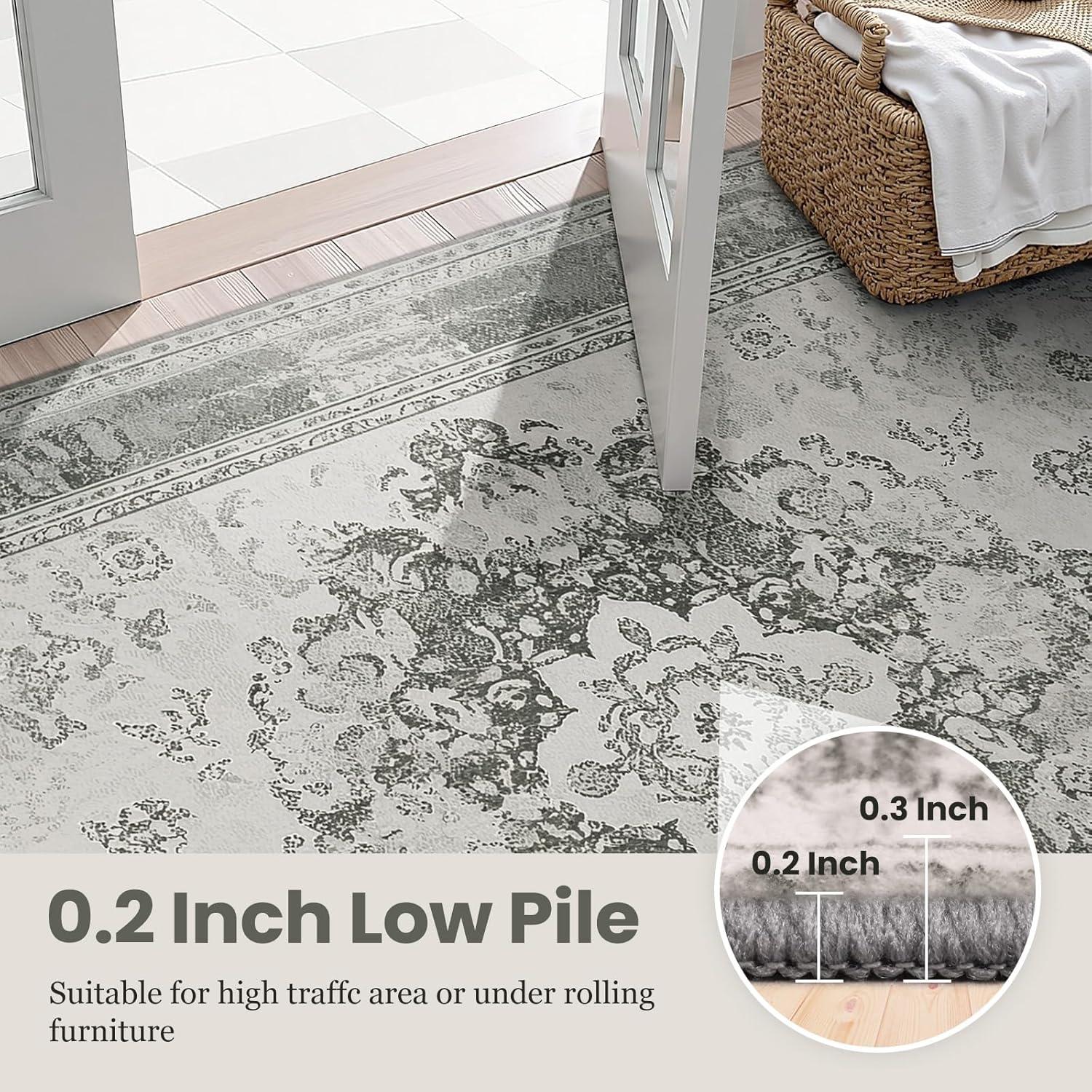 Alfombra Runner Antideslizante OTAHGK 2x10 Gris Boho Lavable