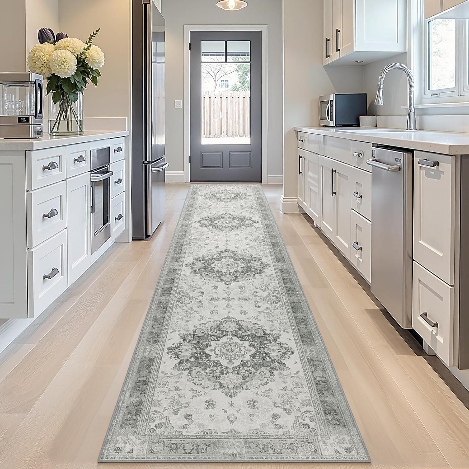 Alfombra Runner Antideslizante OTAHGK 2x10 Gris Boho Lavable