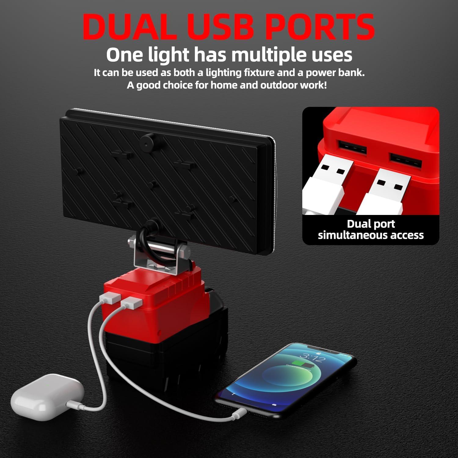 Luz de trabajo LED DEMIMA 20V 5400 lúmenes USB portátil