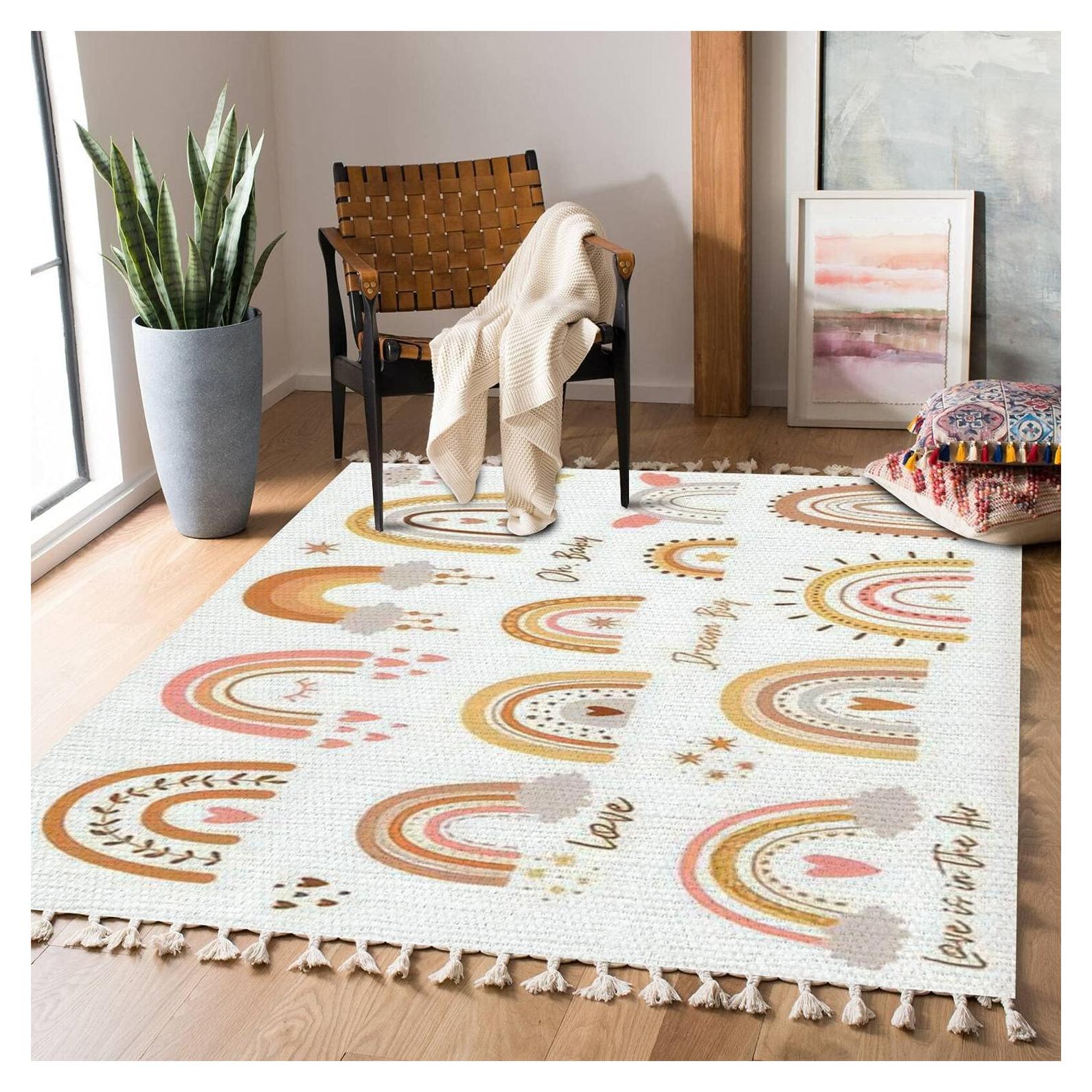 Alfombra Redonda Boho JBNJANKDAV 90x150cm Multi5 Diseño Infantil