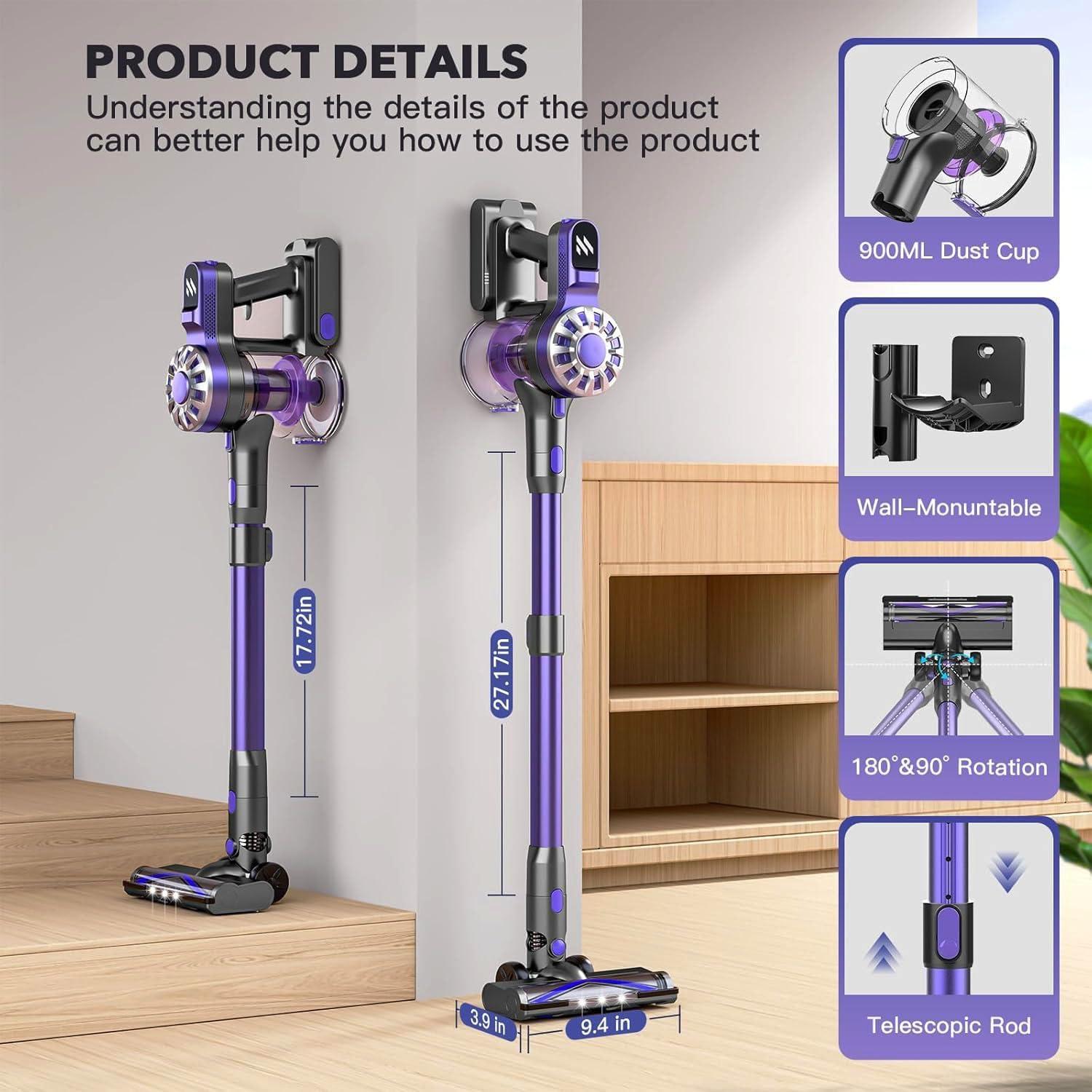 Aspiradora Inalámbrica WLOTPO V07R 35 Minutos Potente Succión