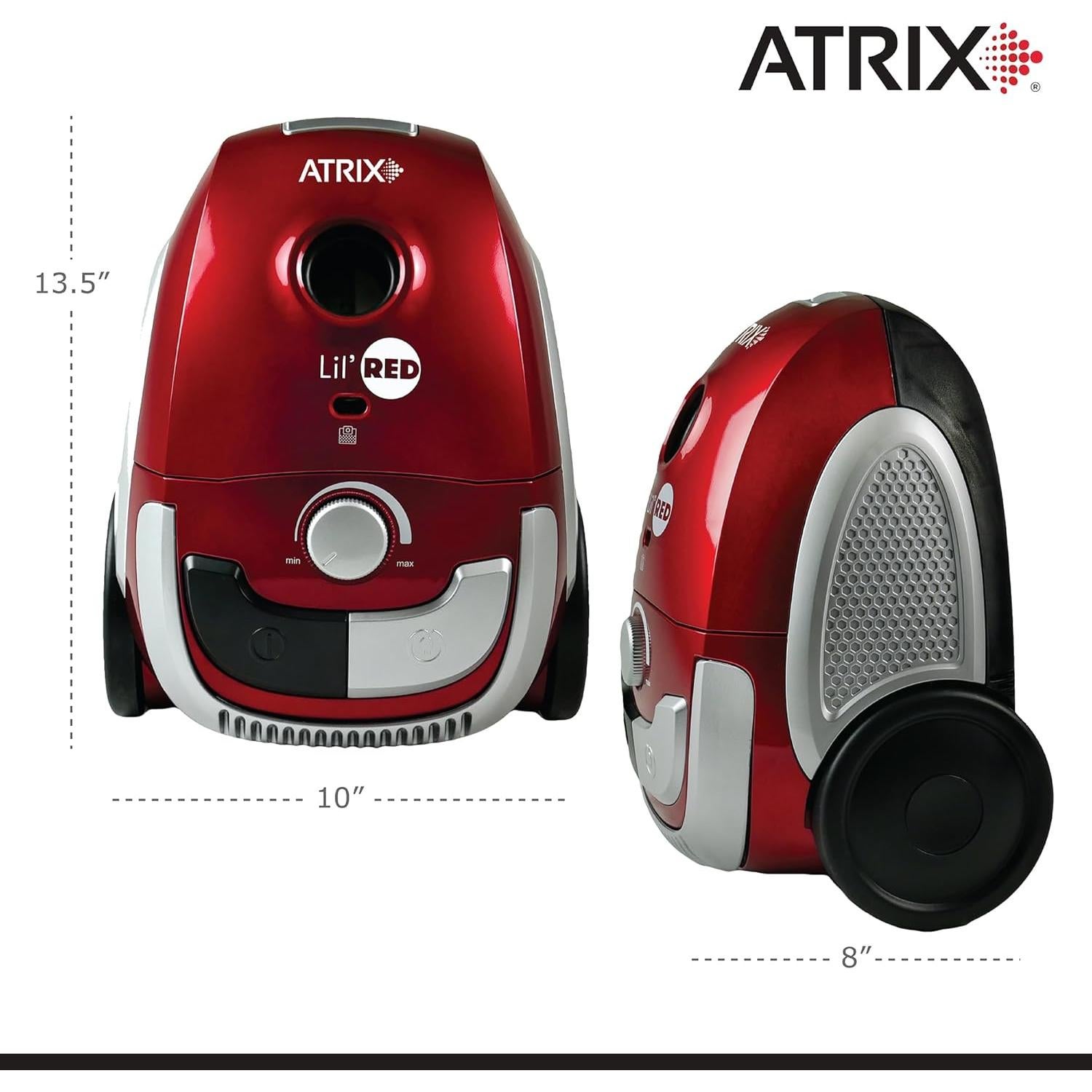 Aspiradora de Canasta Atrix Lil Roja HEPA 1200W Paquete Premium