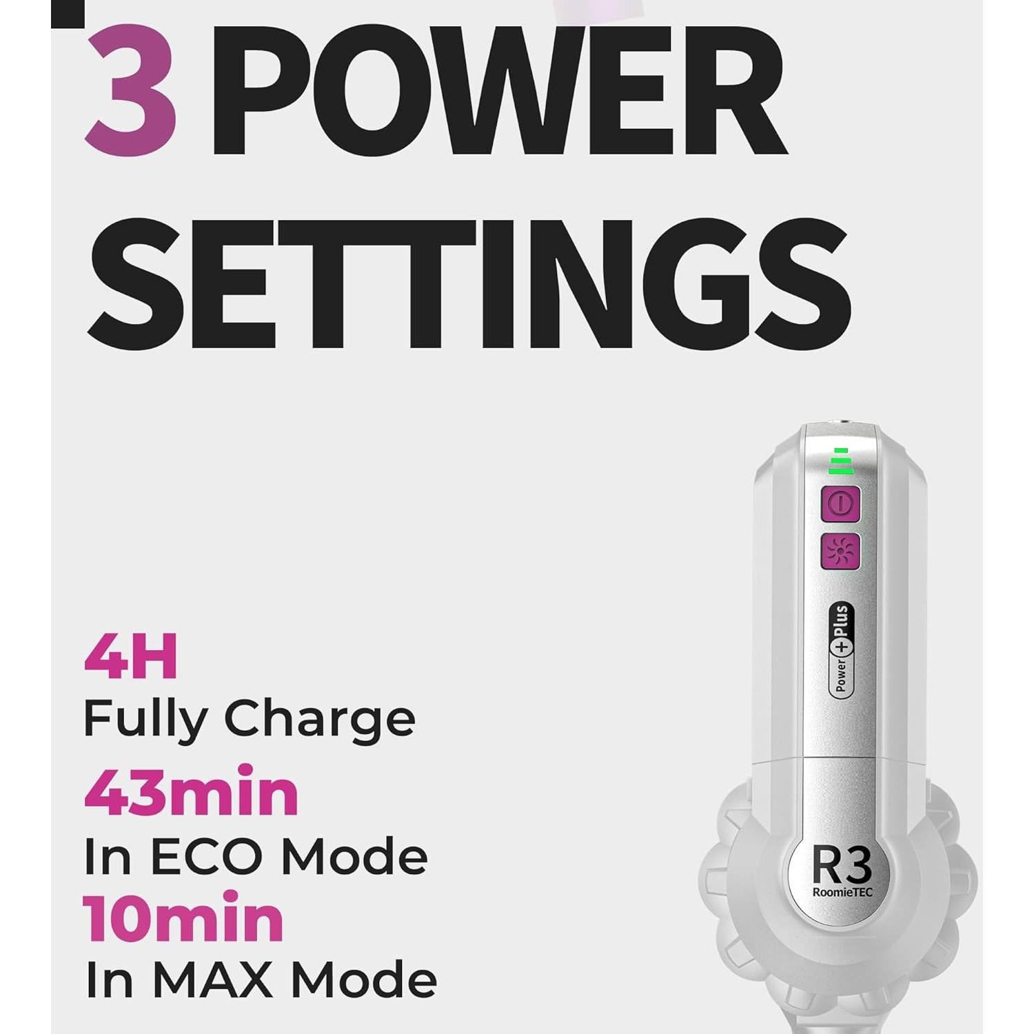 Aspiradora de varilla inalámbrica Roomie Tec R3, 225W, 43 min