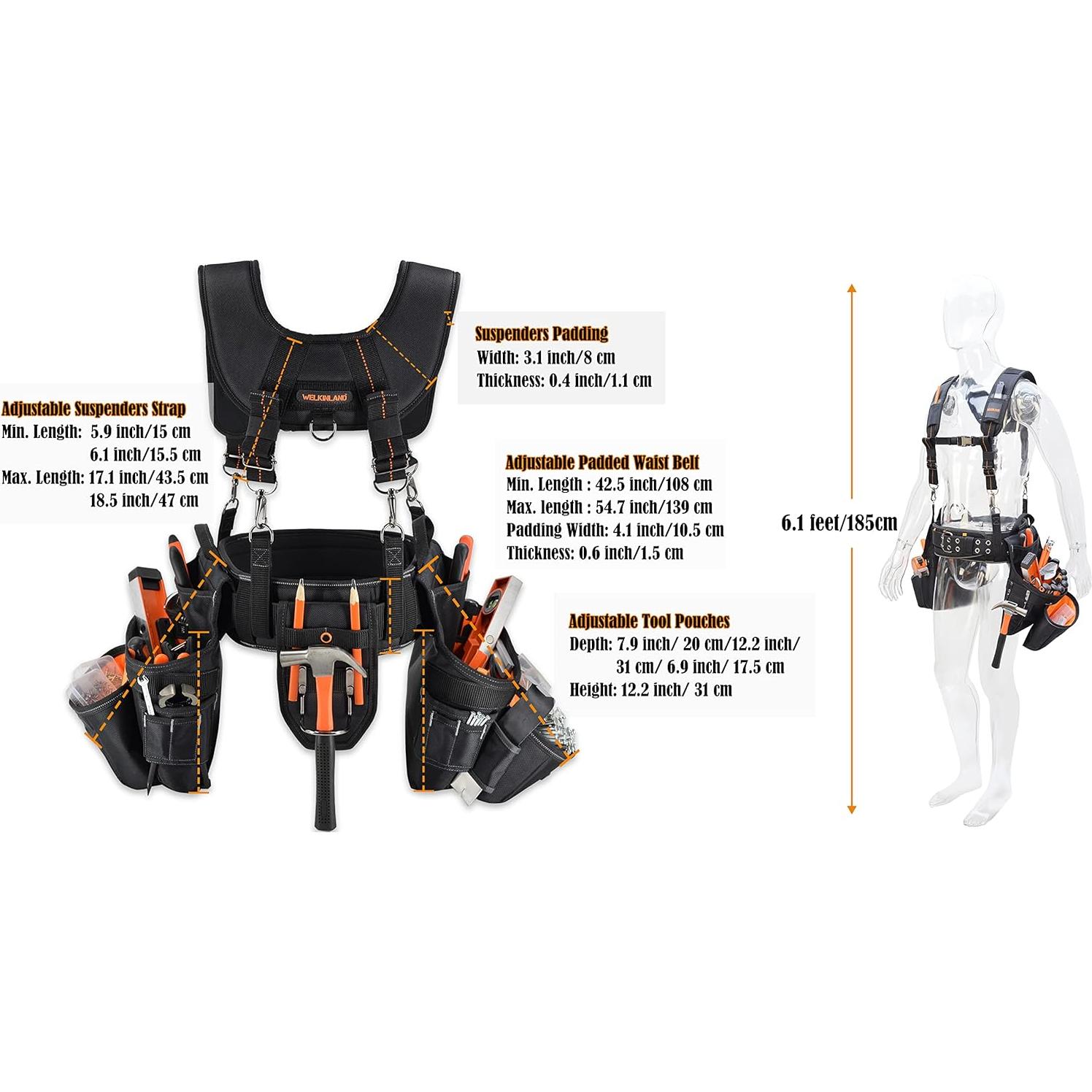 Cinturón de Herramientas Welkinland 39 Bolsillos Ajustable