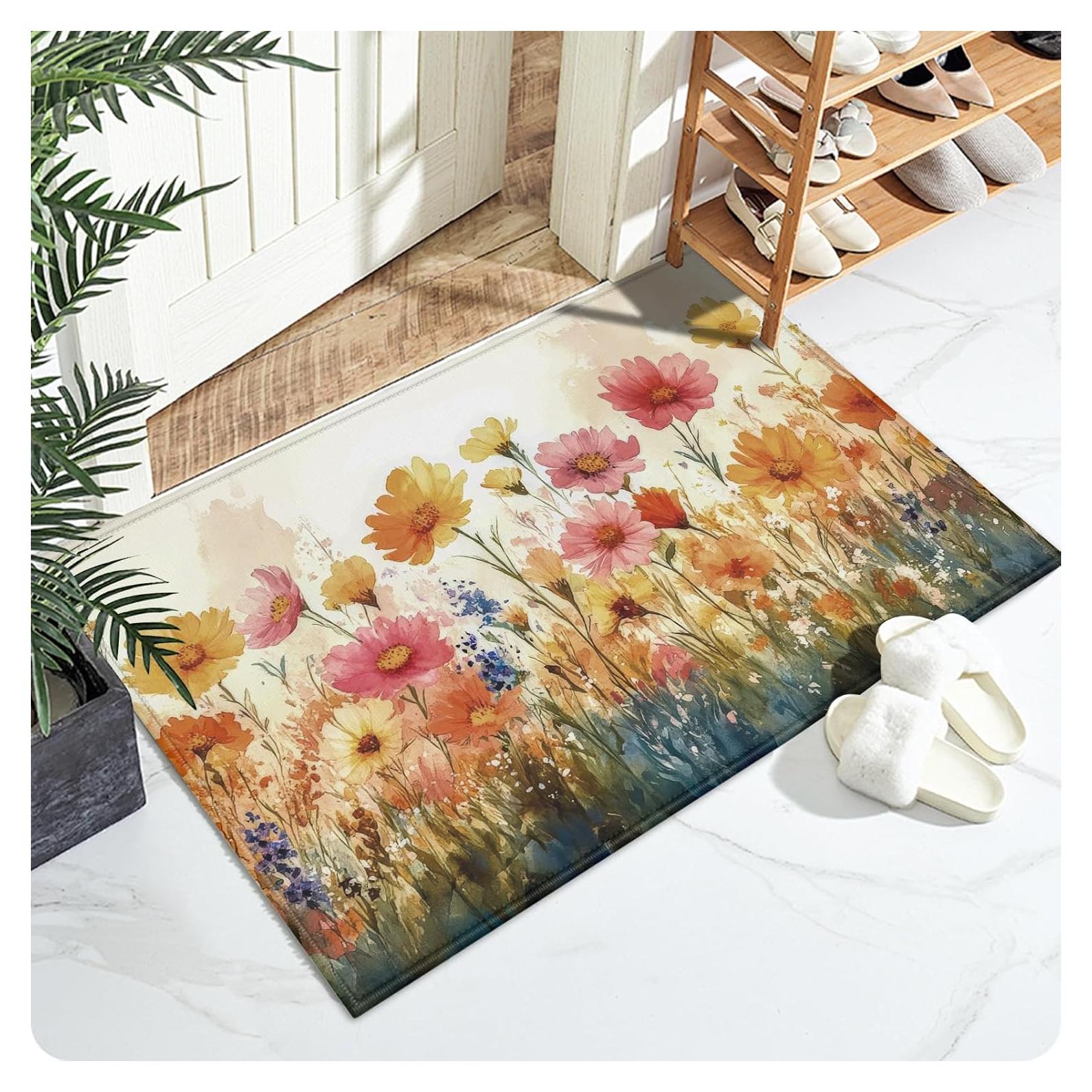 Alfombra de Baño Duibel Floral 76x43cm Antideslizante