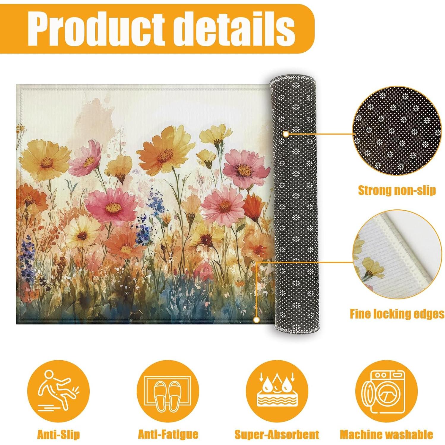 Alfombra de Baño Duibel Floral 76x43cm Antideslizante