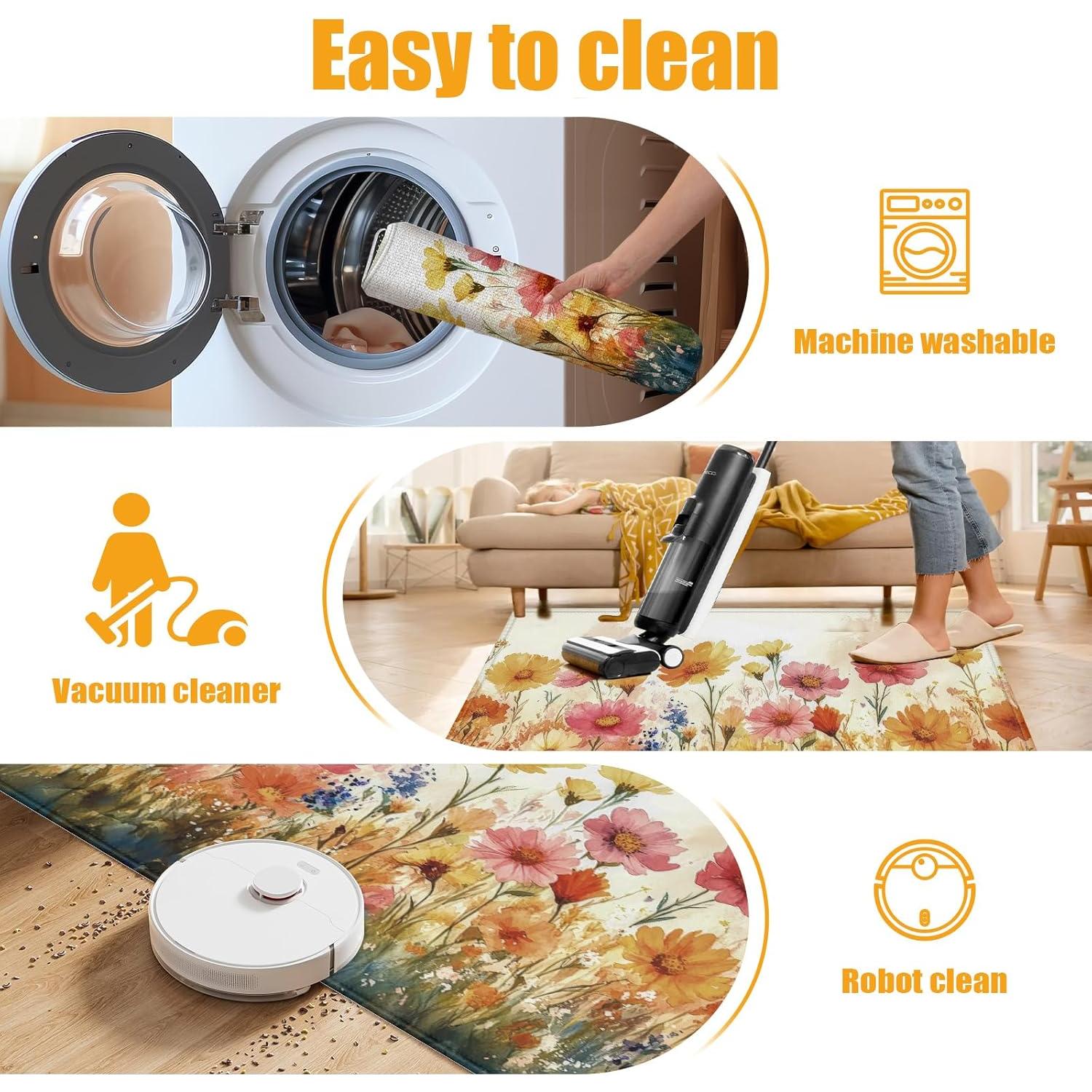 Alfombra de Baño Duibel Floral 76x43cm Antideslizante