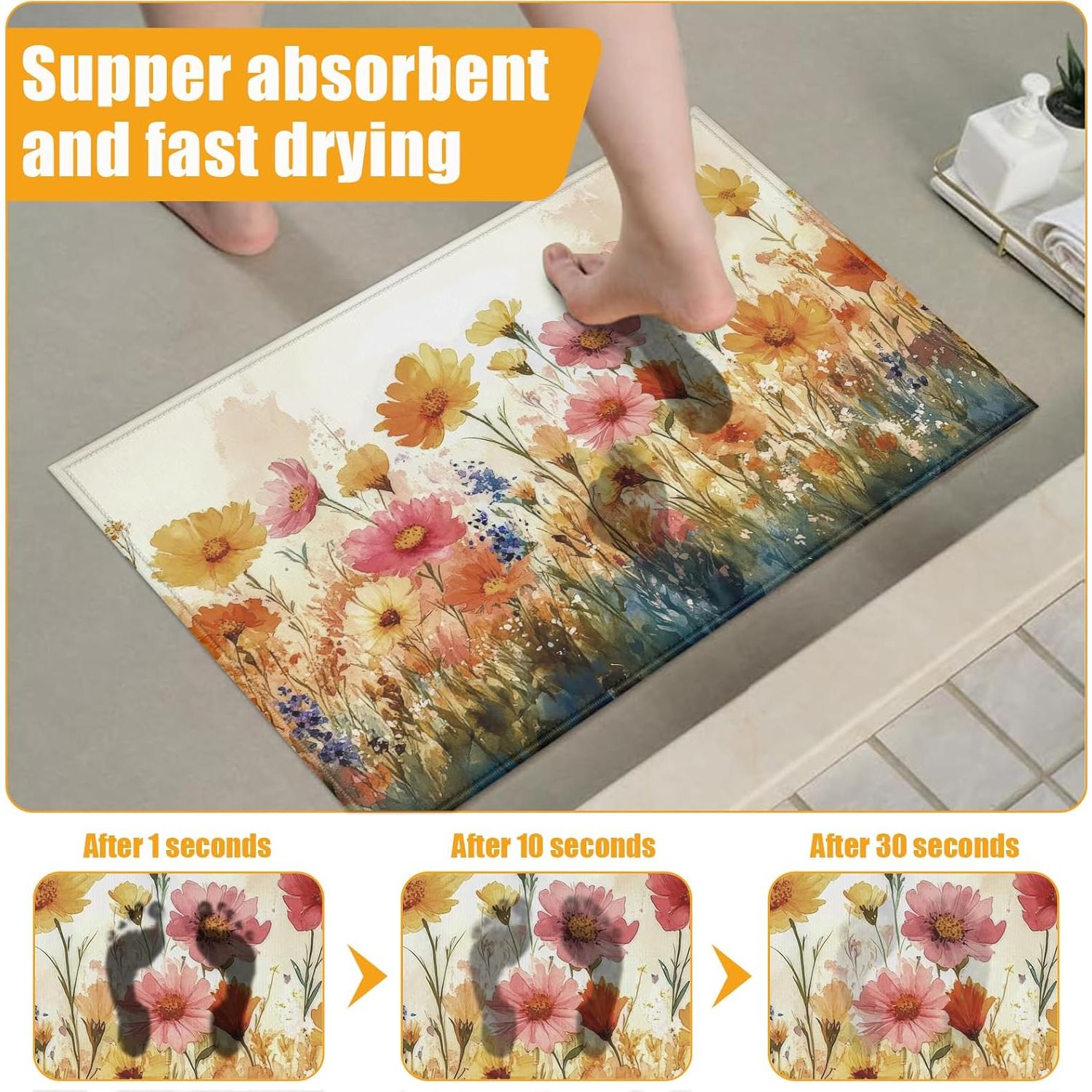 Alfombra de Baño Duibel Floral 76x43cm Antideslizante