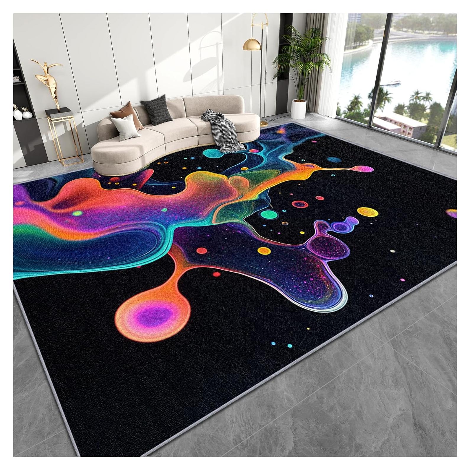 Alfombra Abstracta 8x10 Zoainuos Multicolor Antideslizante