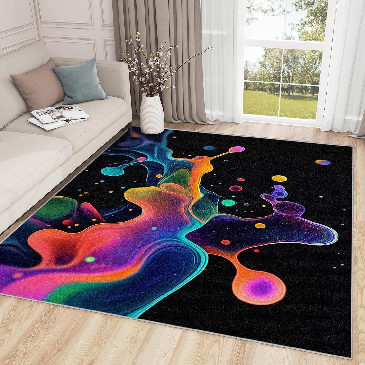 Alfombra Abstracta 8x10 Zoainuos Multicolor Antideslizante