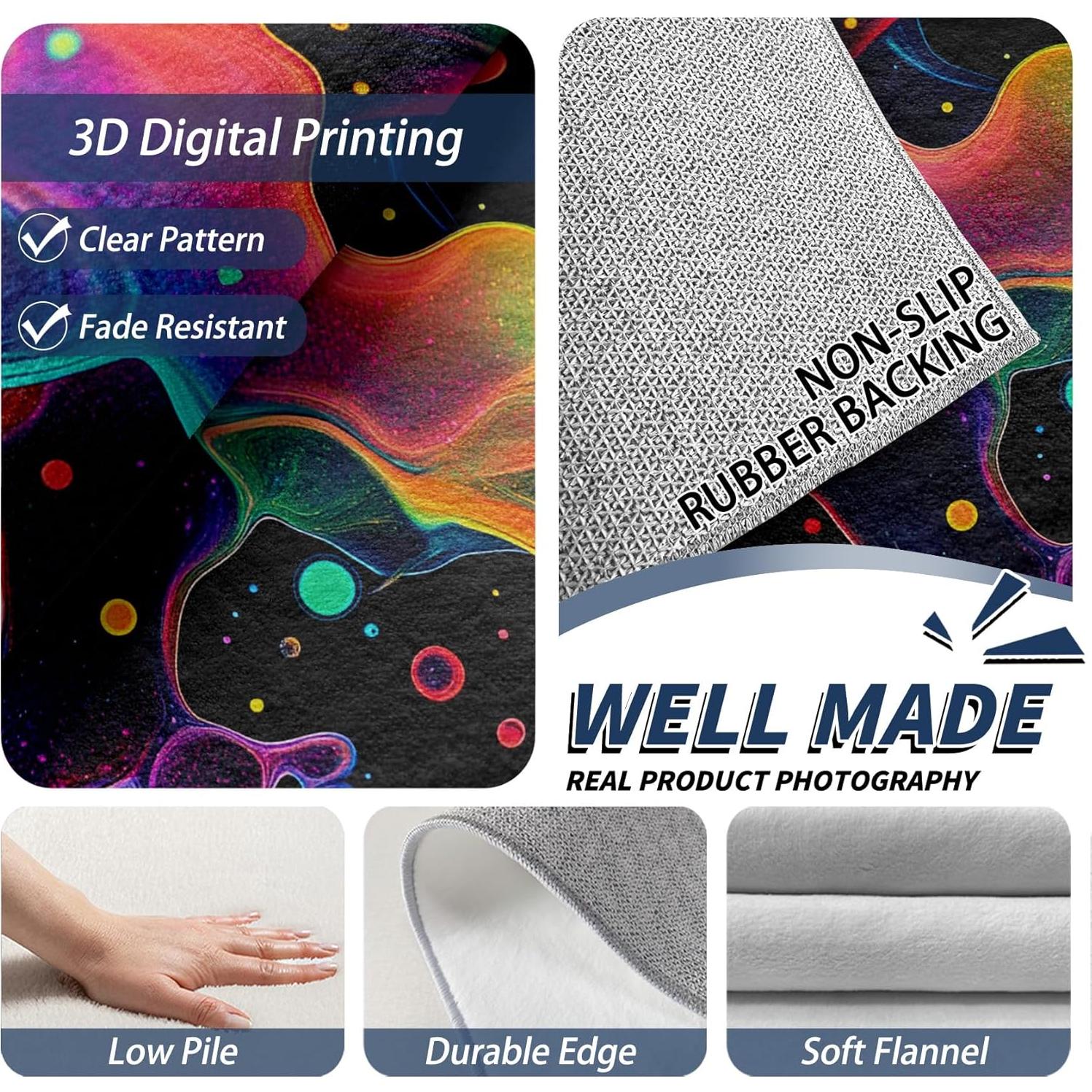 Alfombra Abstracta 8x10 Zoainuos Multicolor Antideslizante