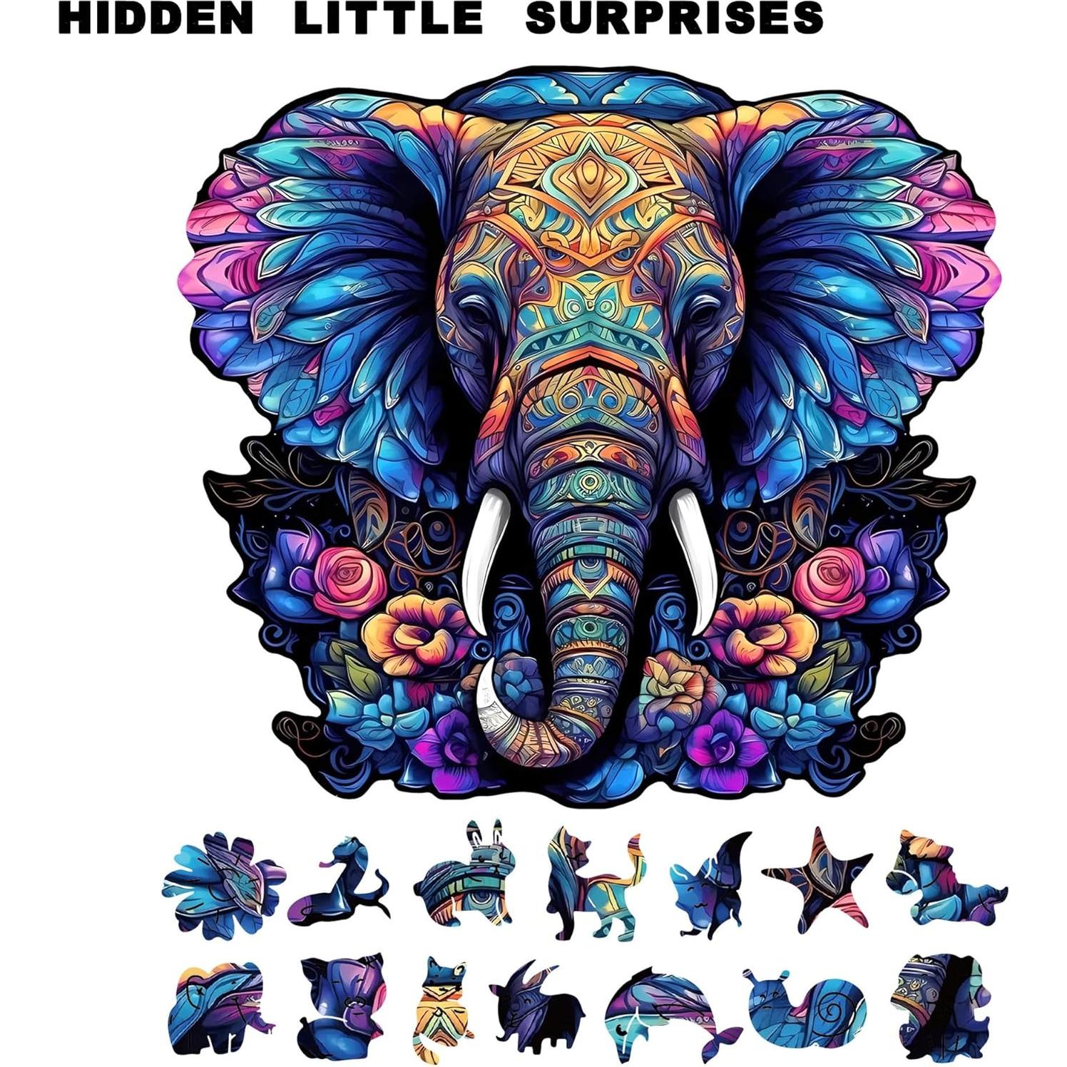 Rompecabezas de Madera IKFUVACT Elefante Mediano 29x29cm