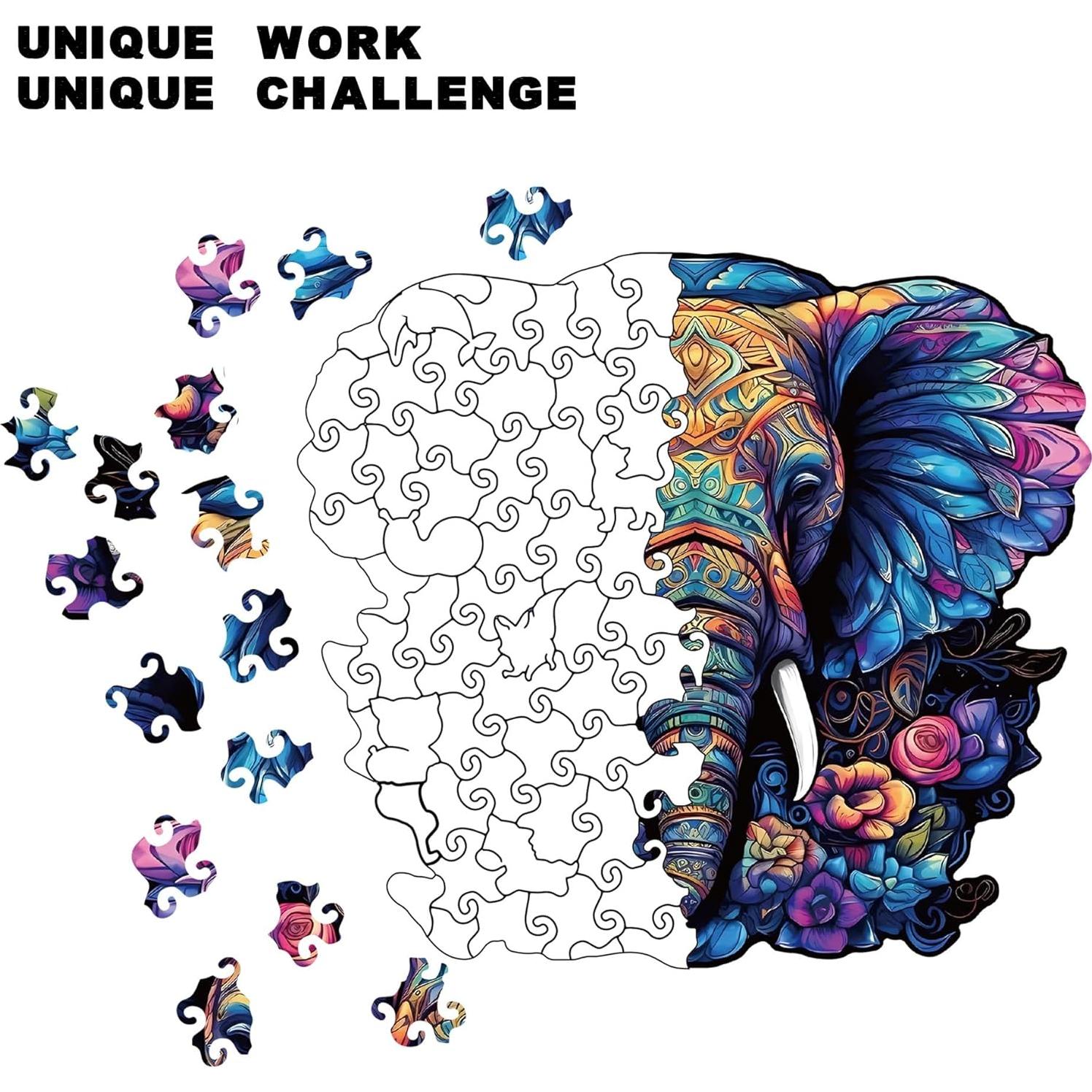 Rompecabezas de Madera IKFUVACT Elefante Mediano 29x29cm