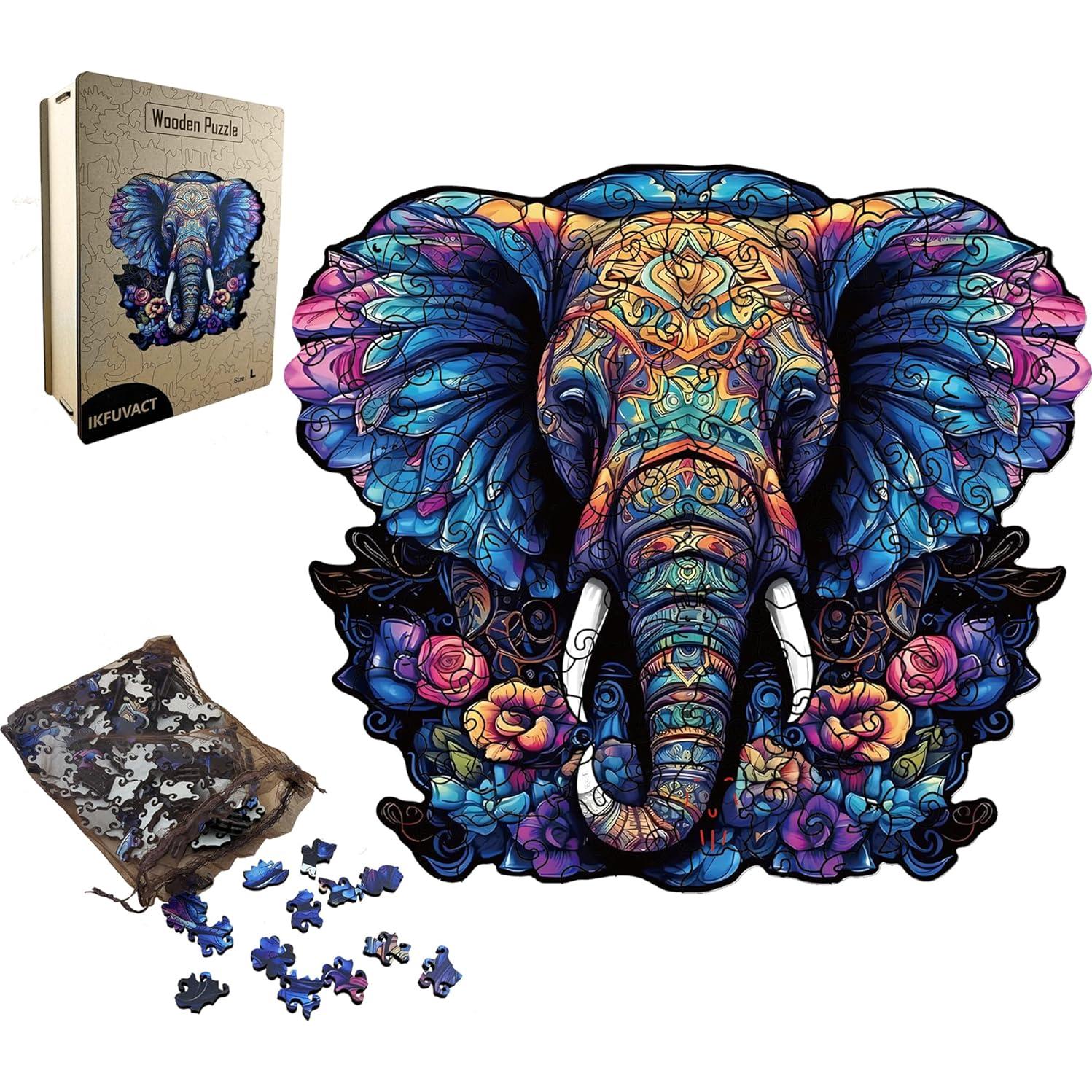 Rompecabezas de Madera IKFUVACT Elefante Mediano 29x29cm