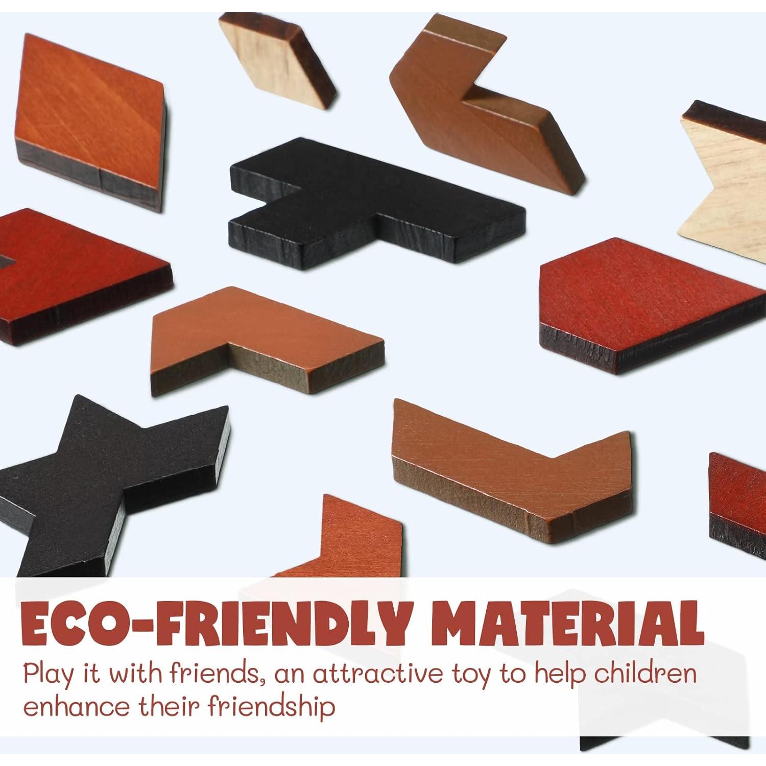 Rompecabezas de Madera Yunsailing 3 Piezas Hexágono Educativo