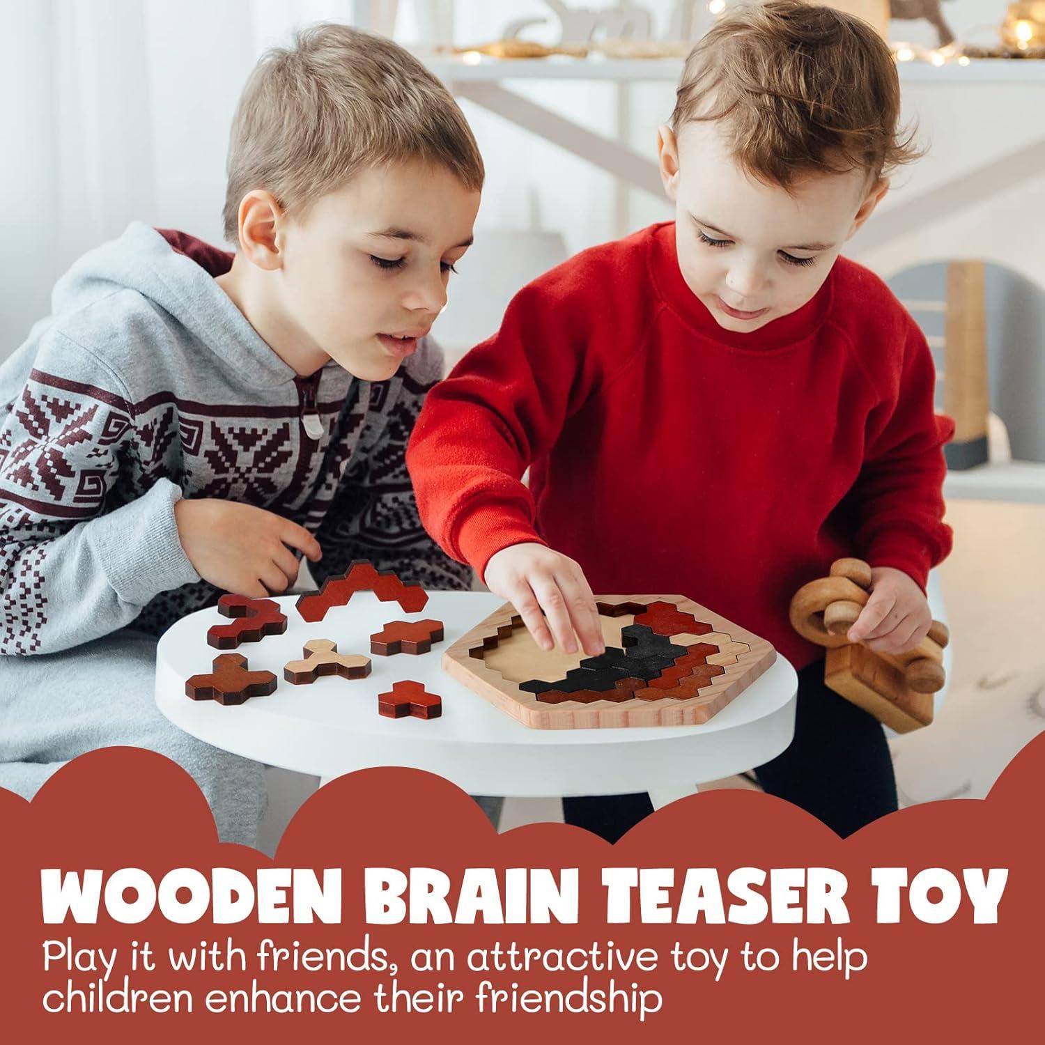 Rompecabezas de Madera Yunsailing 3 Piezas Hexágono Educativo