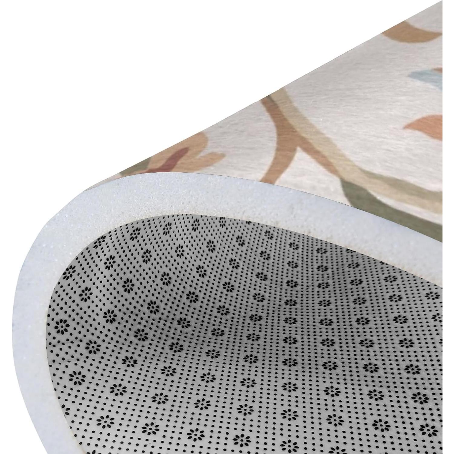 Alfombra de Área Amorettise Floral Beige 1.52x2.13m Antideslizante