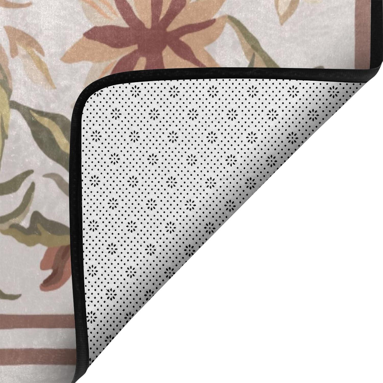 Alfombra de Área Amorettise Floral Beige 1.52x2.13m Antideslizante