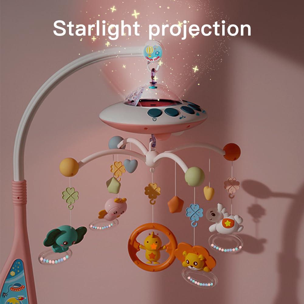 Móvil Musical para Cuna Eners Rosa con Proyección de Estrellas