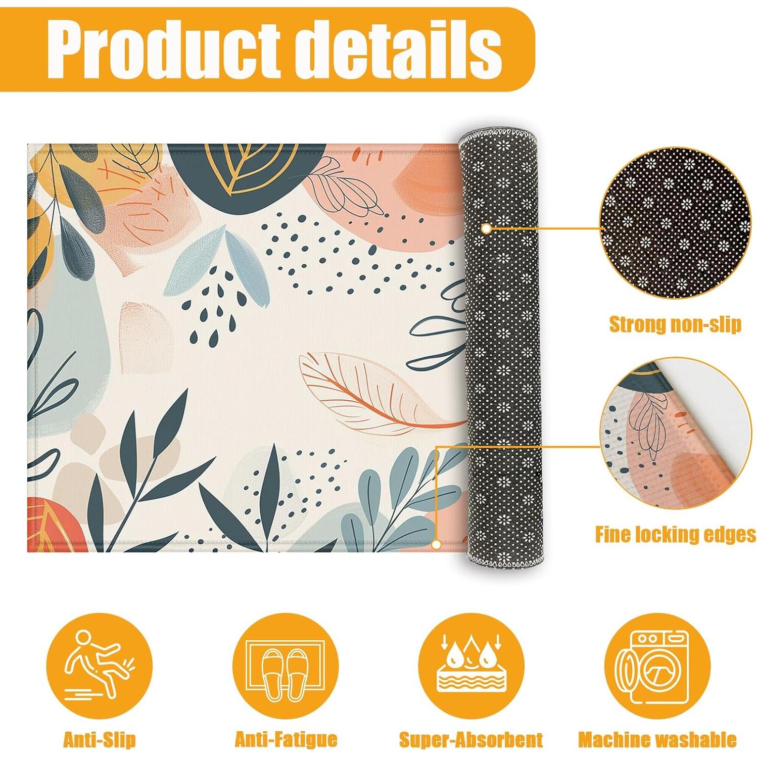 Alfombra de Baño Duibel Hojas Tropicales 76x43 cm Antideslizante