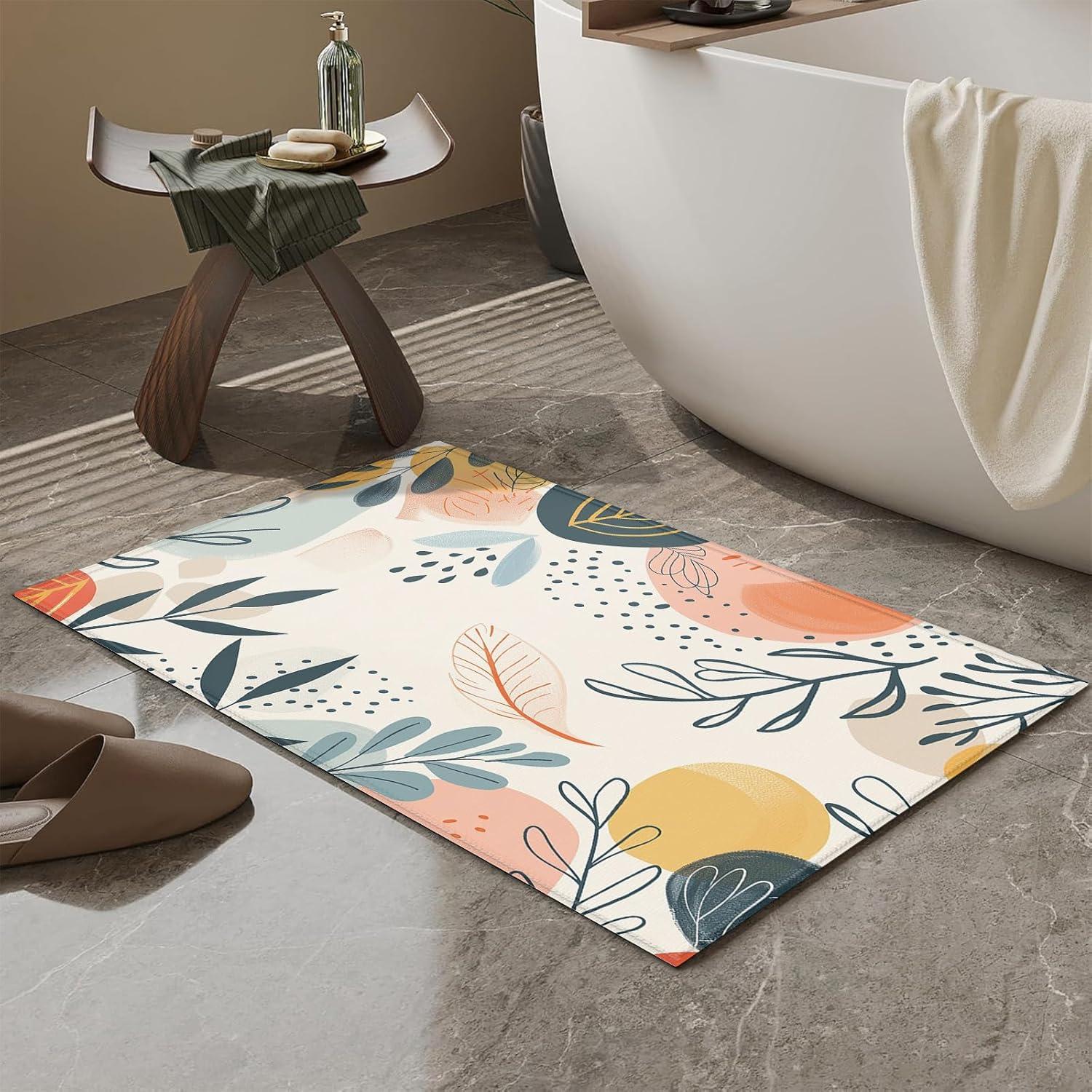 Alfombra de Baño Duibel Hojas Tropicales 76x43 cm Antideslizante