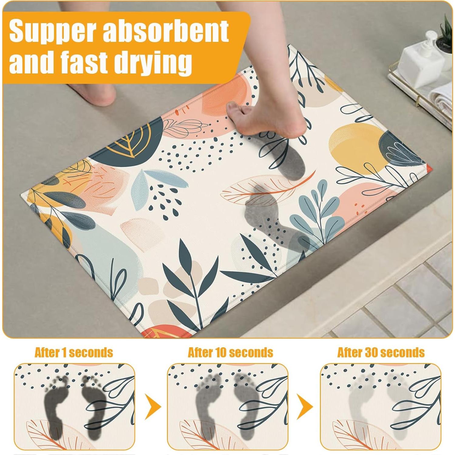 Alfombra de Baño Duibel Hojas Tropicales 76x43 cm Antideslizante