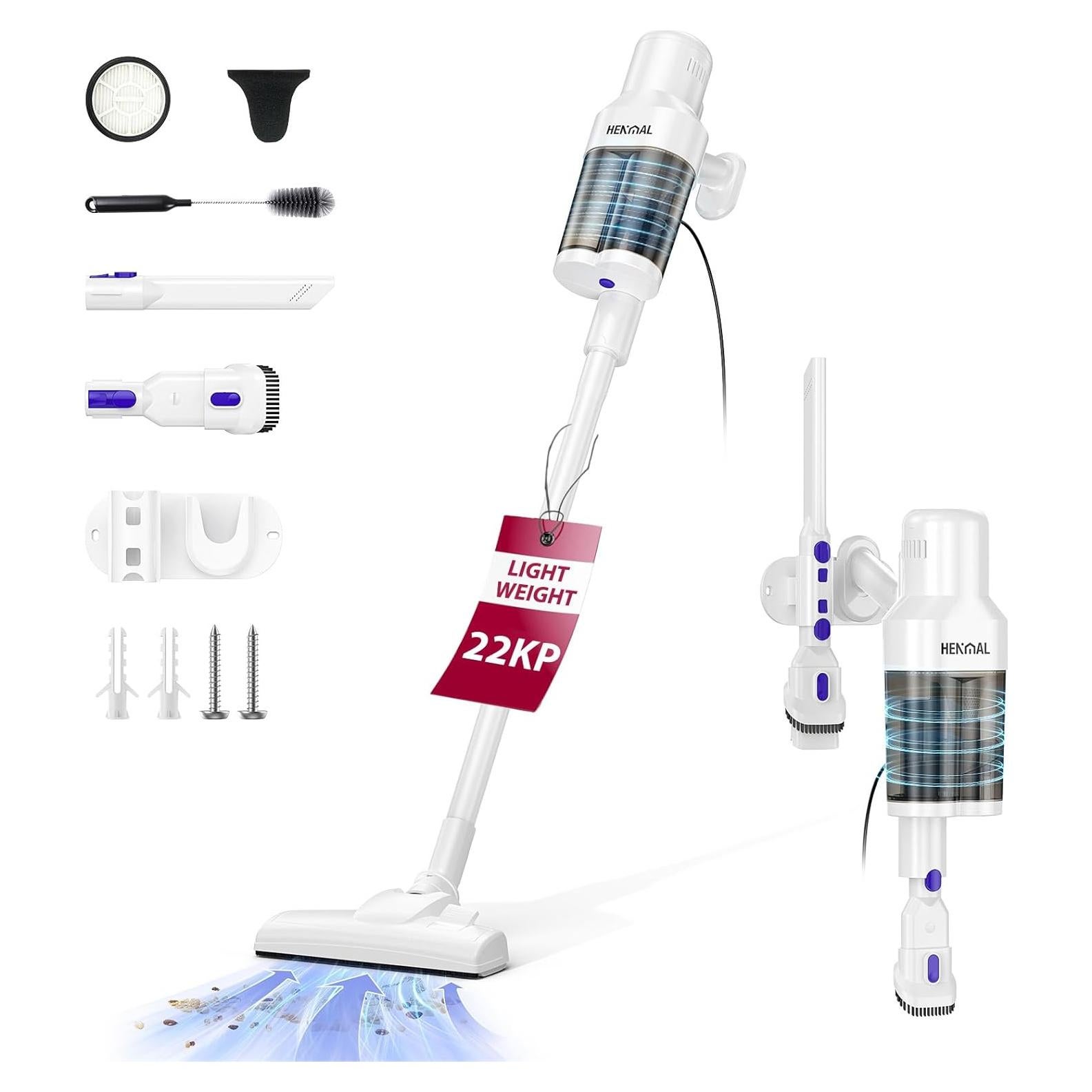 Aspiradora Vertical HENMAL H01 600W con Filtro HEPA y Accesorios