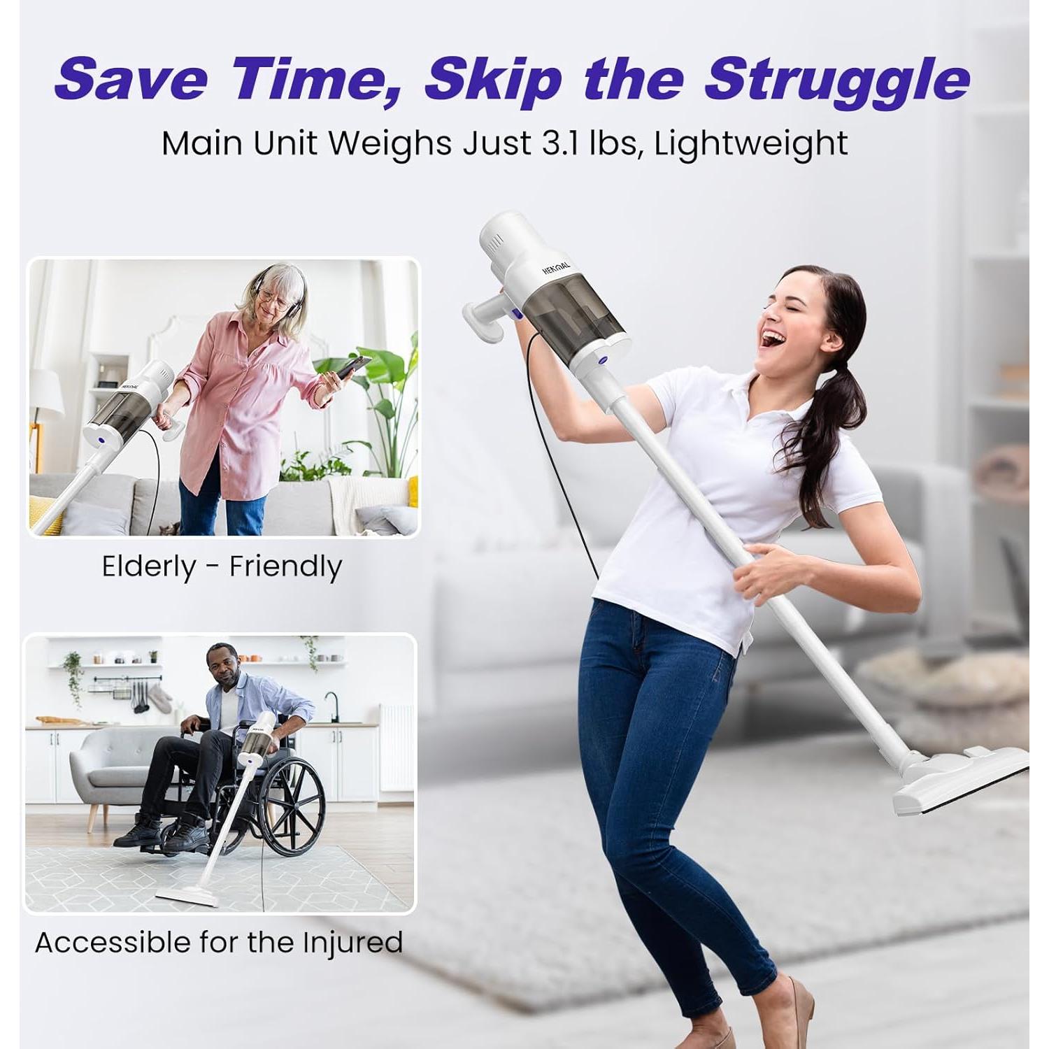 Aspiradora Vertical HENMAL H01 600W con Filtro HEPA y Accesorios