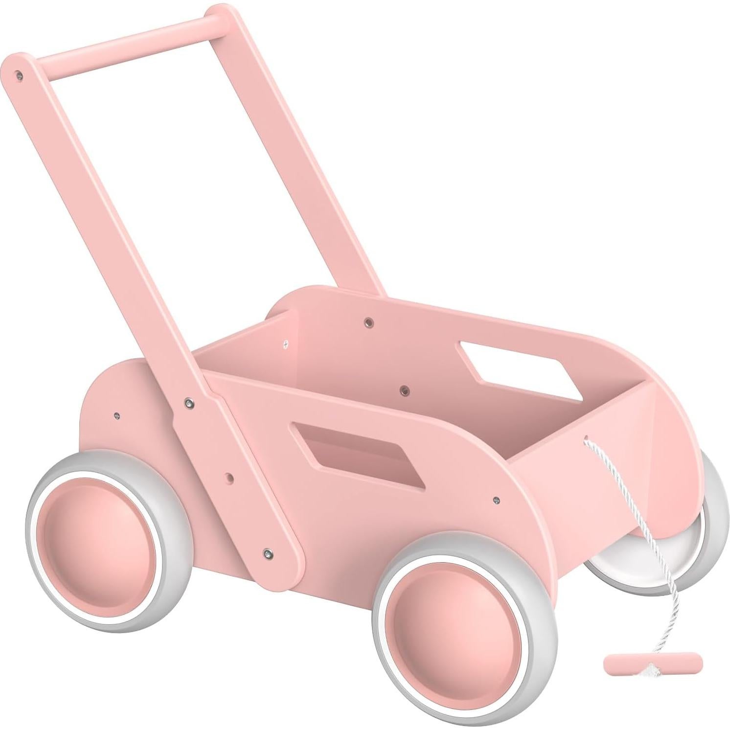 Andador de Madera WyfKyd Rosa Ajustable para Bebés 12-36 Meses