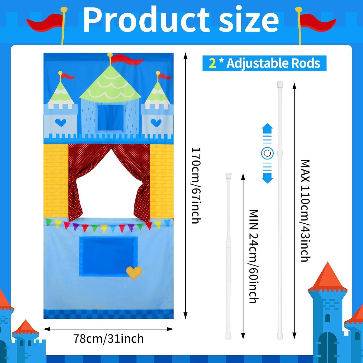 Teatro de Marionetas Plegable VitalCozy 170 x 78 cm Ajustable