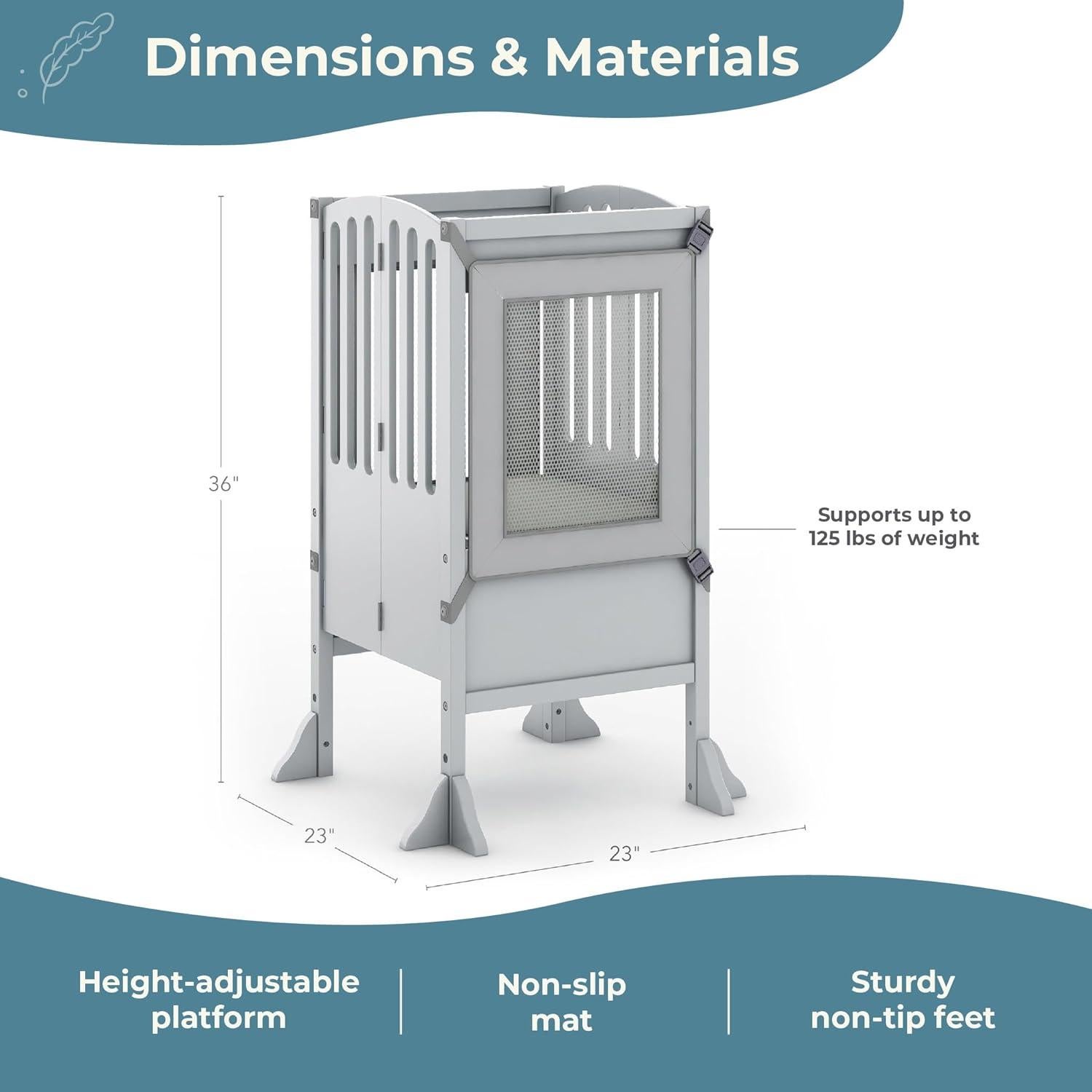 Taburete de Cocina Plegable Guidecraft Contemporáneo Gris 91.4 cm