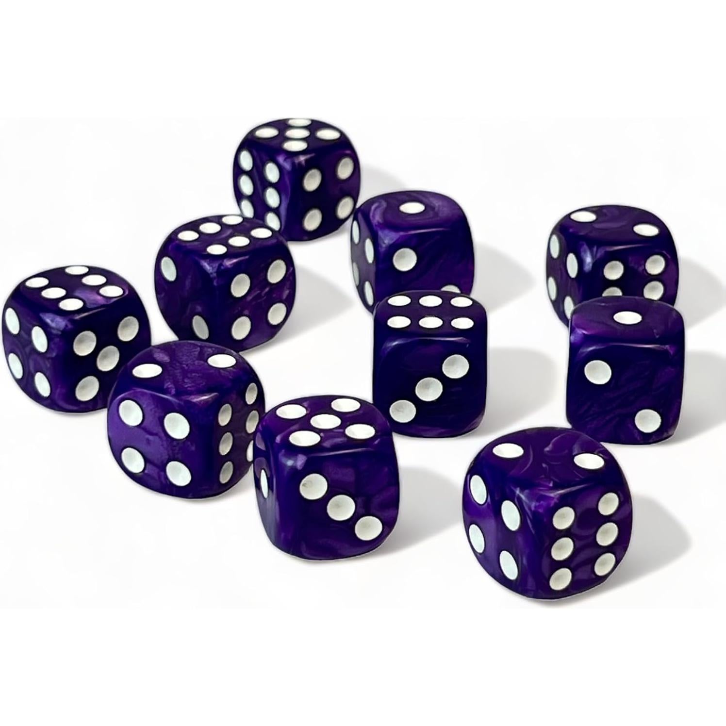 Luck Lab Paquete de 10 Dados D6 Acrílicos 16 mm Perla Púrpura
