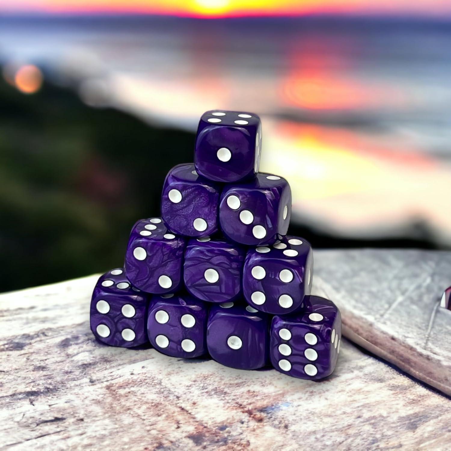 Luck Lab Paquete de 10 Dados D6 Acrílicos 16 mm Perla Púrpura