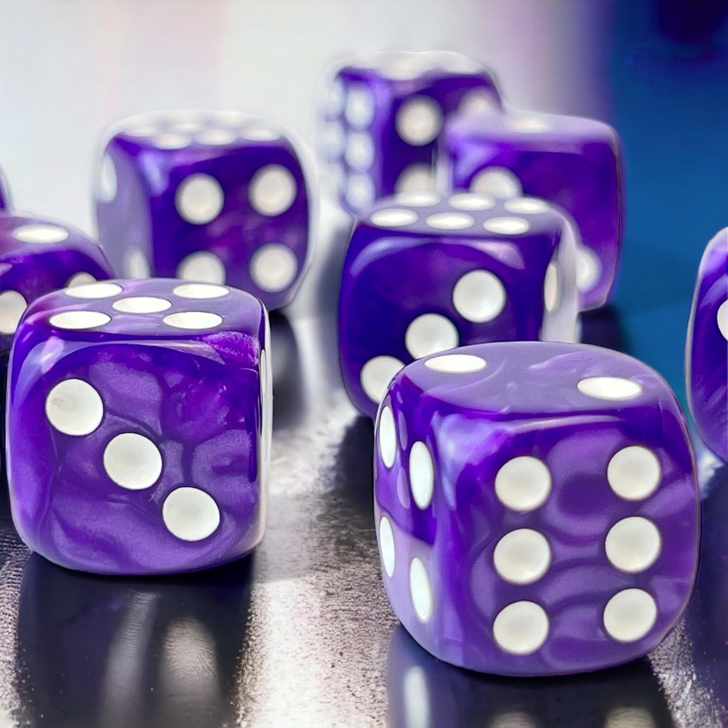 Luck Lab Paquete de 10 Dados D6 Acrílicos 16 mm Perla Púrpura