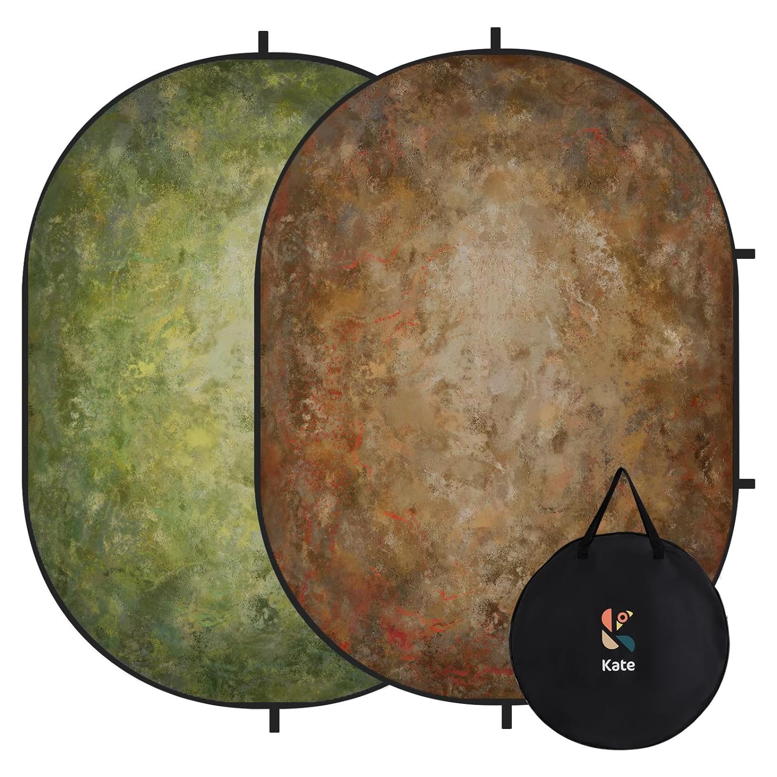 Fondo Colapsable Reversible Kate 1.5x2m Marrón Verde para Fotografía