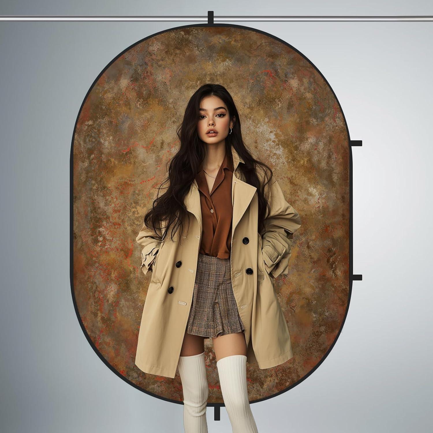 Fondo Colapsable Reversible Kate 1.5x2m Marrón Verde para Fotografía