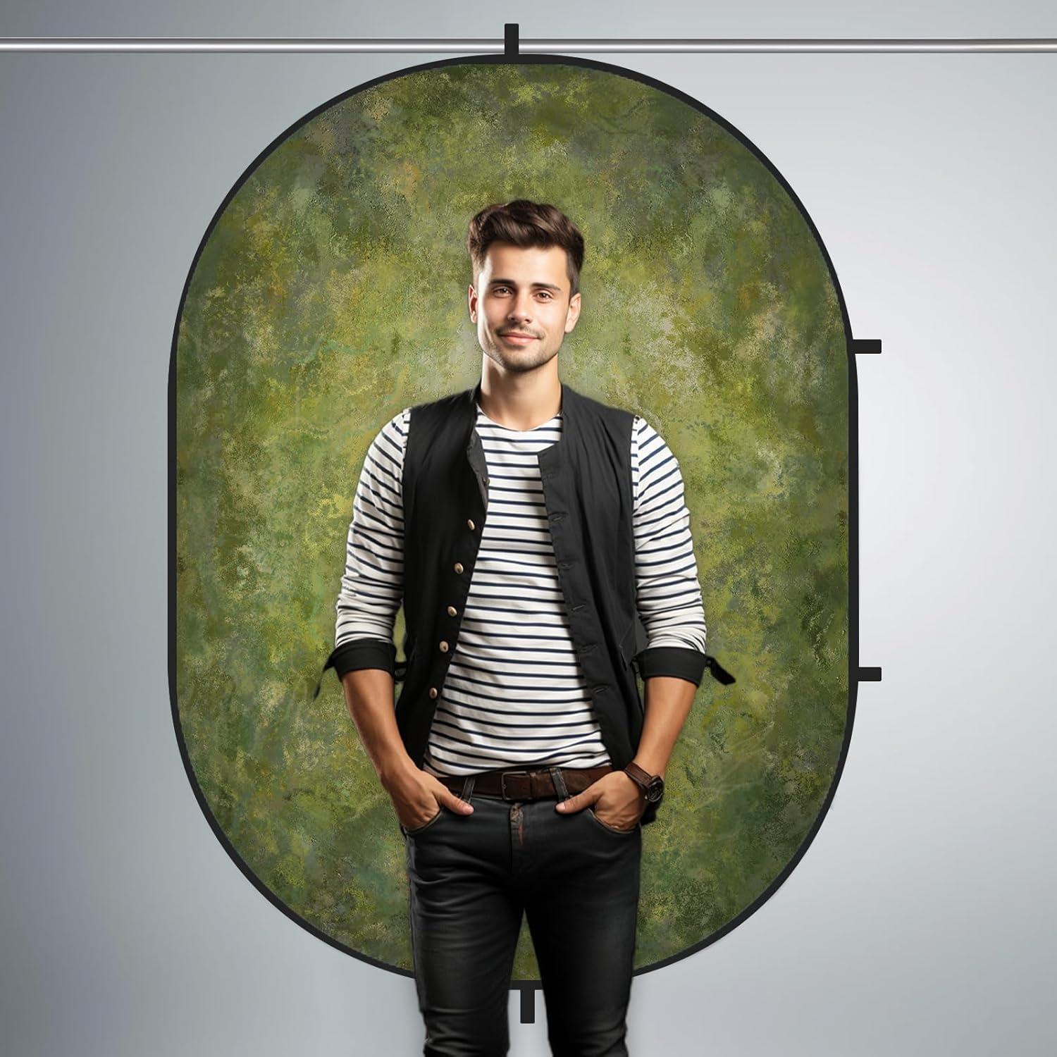 Fondo Colapsable Reversible Kate 1.5x2m Marrón Verde para Fotografía