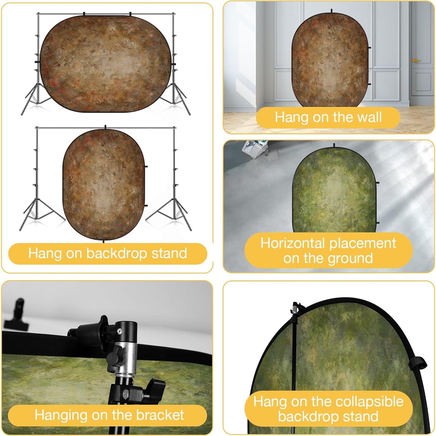 Fondo Colapsable Reversible Kate 1.5x2m Marrón Verde para Fotografía