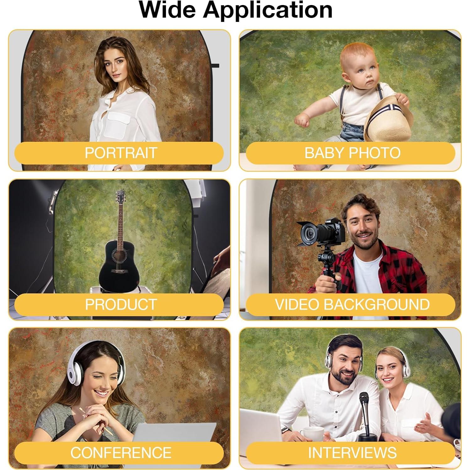 Fondo Colapsable Reversible Kate 1.5x2m Marrón Verde para Fotografía